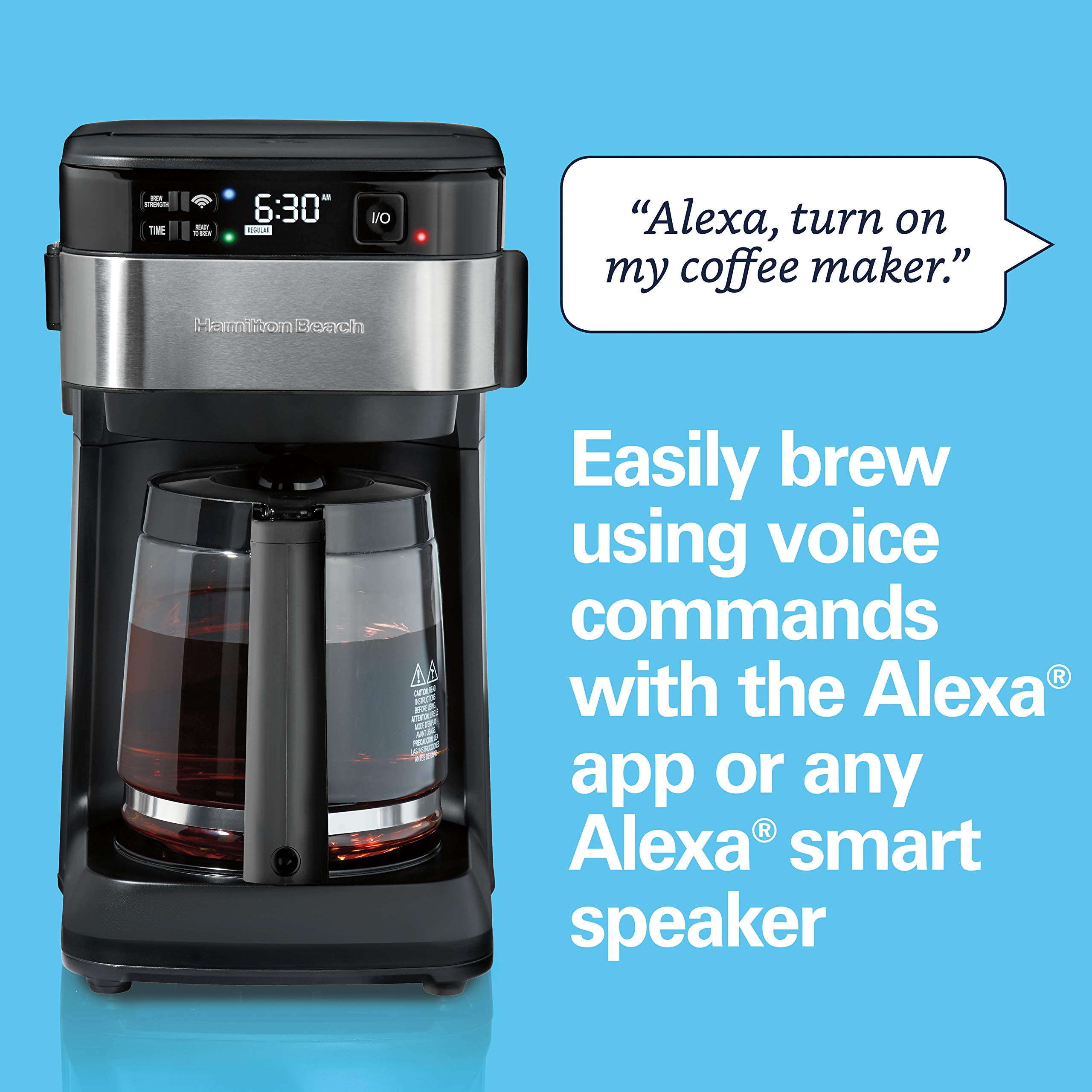 **Hamilton Beach Smart Coffee Maker with Alexa Compatibility - 12 Cup Programmable Coffee Machine in Black & Stainless Steel (49350R) - Perfect for Home, Office, and Smart Kitchens**
