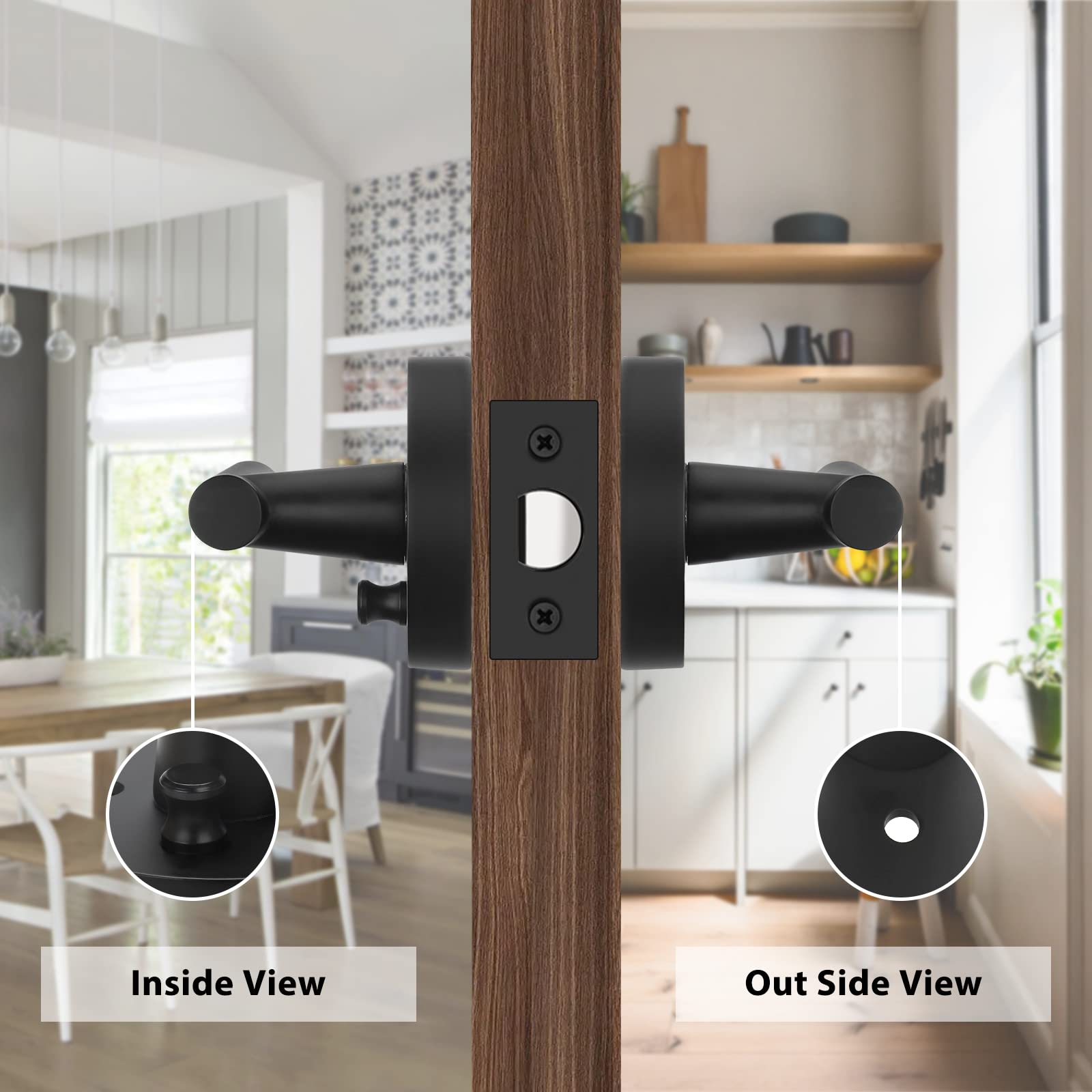 Haidms 5-Pack Matte Black Interior Door Handles - Heavy Duty Privacy Door Levers for Bathroom & Bedroom | Modern Style Hardware for Home & Office Doors