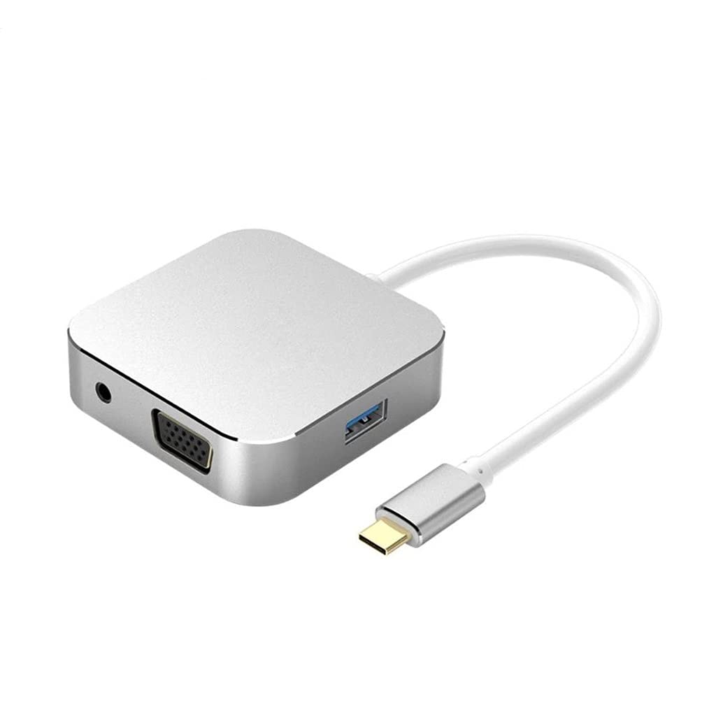 SXYLTNX USB Type-C to HDMI/VGA Adapter with 4K HD, Audio & USB 3.0 Hub - Multi-Port Docking Station for MacBook Pro/Air, Windows Laptops - Perfect for Home Office, Video Conferencing & Dual Monitor Setup