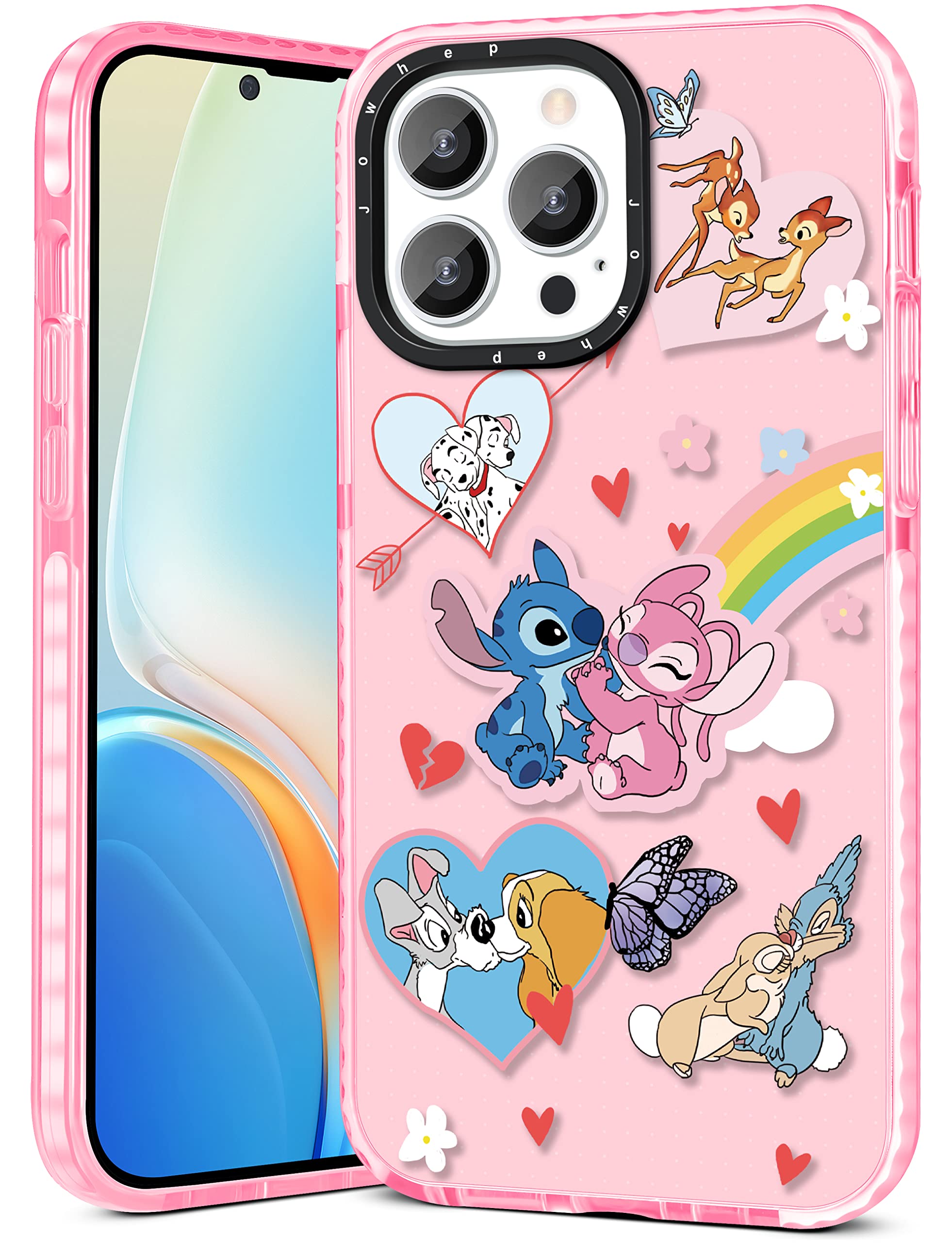 Jowhep Cute Cartoon Rainbow Stitch iPhone 13 Pro Max Case - Shockproof Soft TPU Protective Cover for Girls, Boys, Women & Kids (6.7 Inch) | Kawaii Design, Fun & Girly Style | Perfect for School, Work & Everyday Use