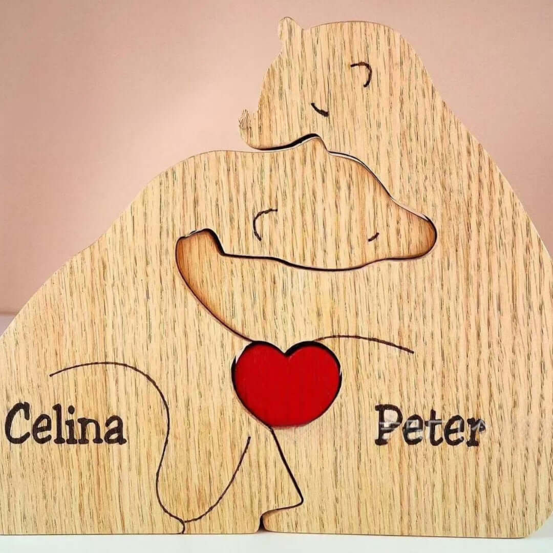 Personalized Wooden Bear Family Name Puzzle - Custom Engraved Gift for Kids & Toddlers | Unique Baby Shower, Birthday & Christmas Present | A5432