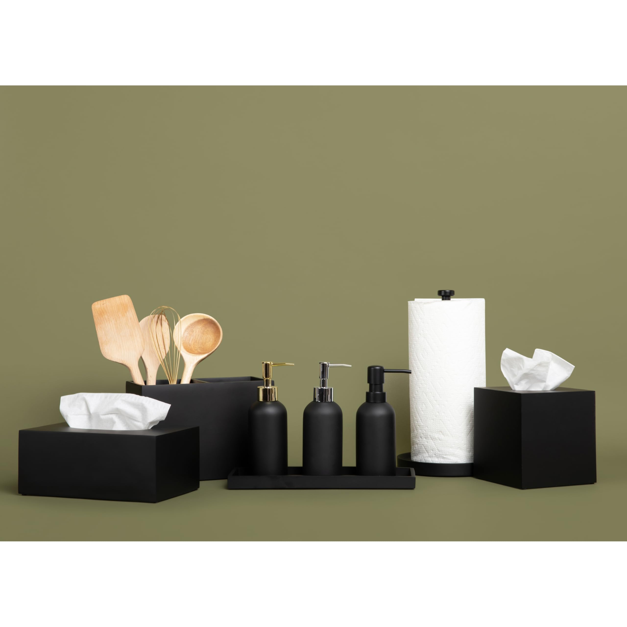 Essentra Home Matte Black Luxury Bathroom Vanity Tray - Rectangular Cosmetic Organizer for Jewelry, Perfume & Makeup | Stylish Countertop Decor for Modern Bathrooms & Bedrooms