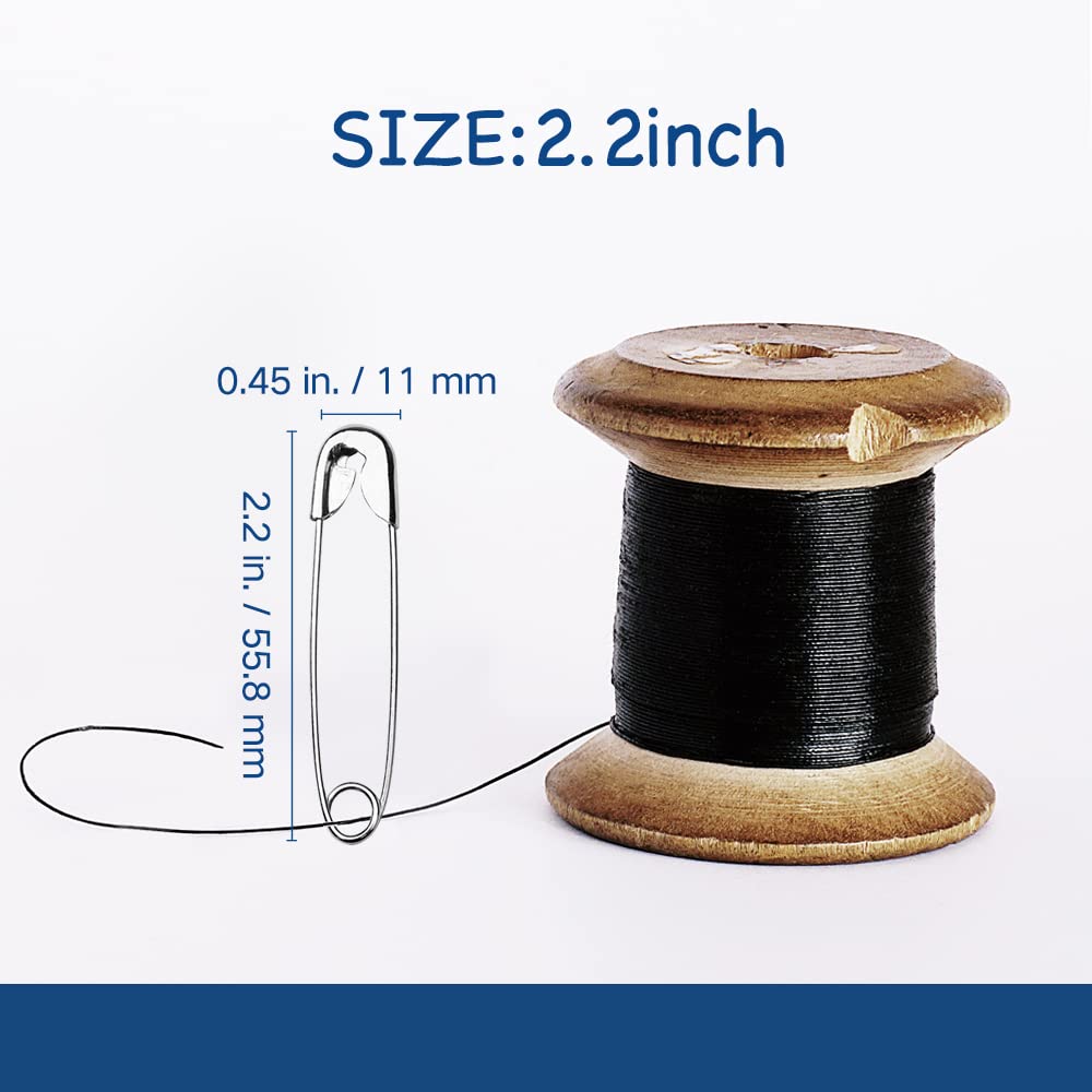 200Pcs Large Safety Pins 2.2 Inch for Clothes Sewing & Crafts