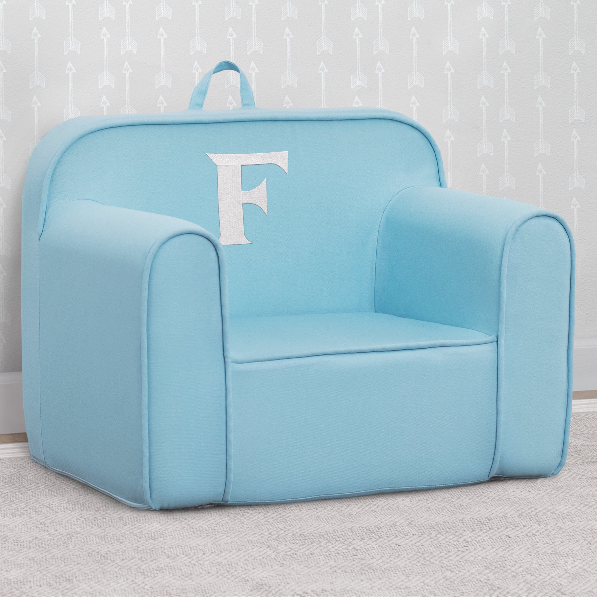 Personalized Monogram Light Blue Cozee Chair - Custom Plush Recliner for Living Room, Nursery & Office - Cozy Reading & Relaxation Seat