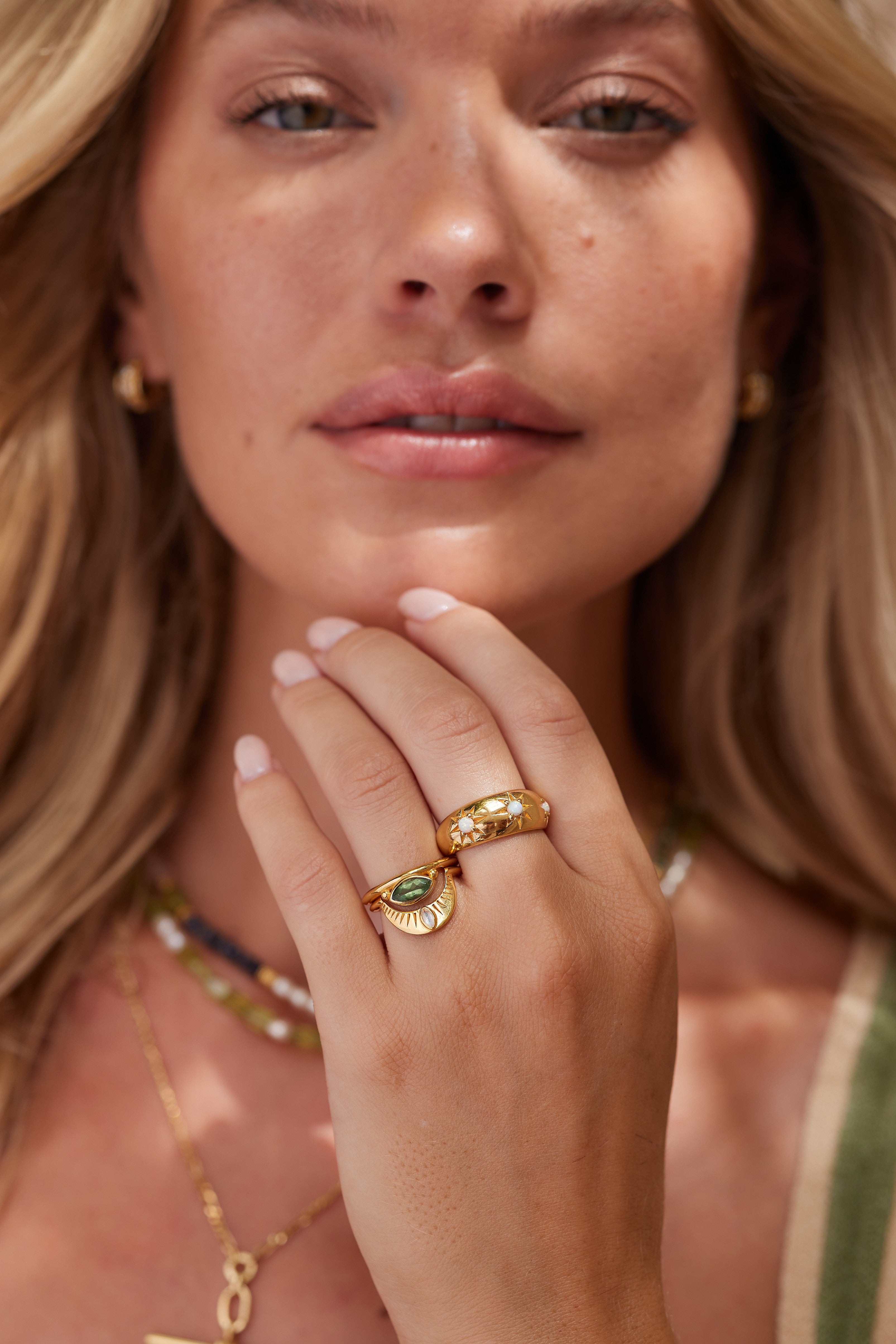 Alina Opal Gold Band Ring - 14K Solid Gold Opal Jewelry for Women - Perfect for Engagement, Wedding & Everyday Wear