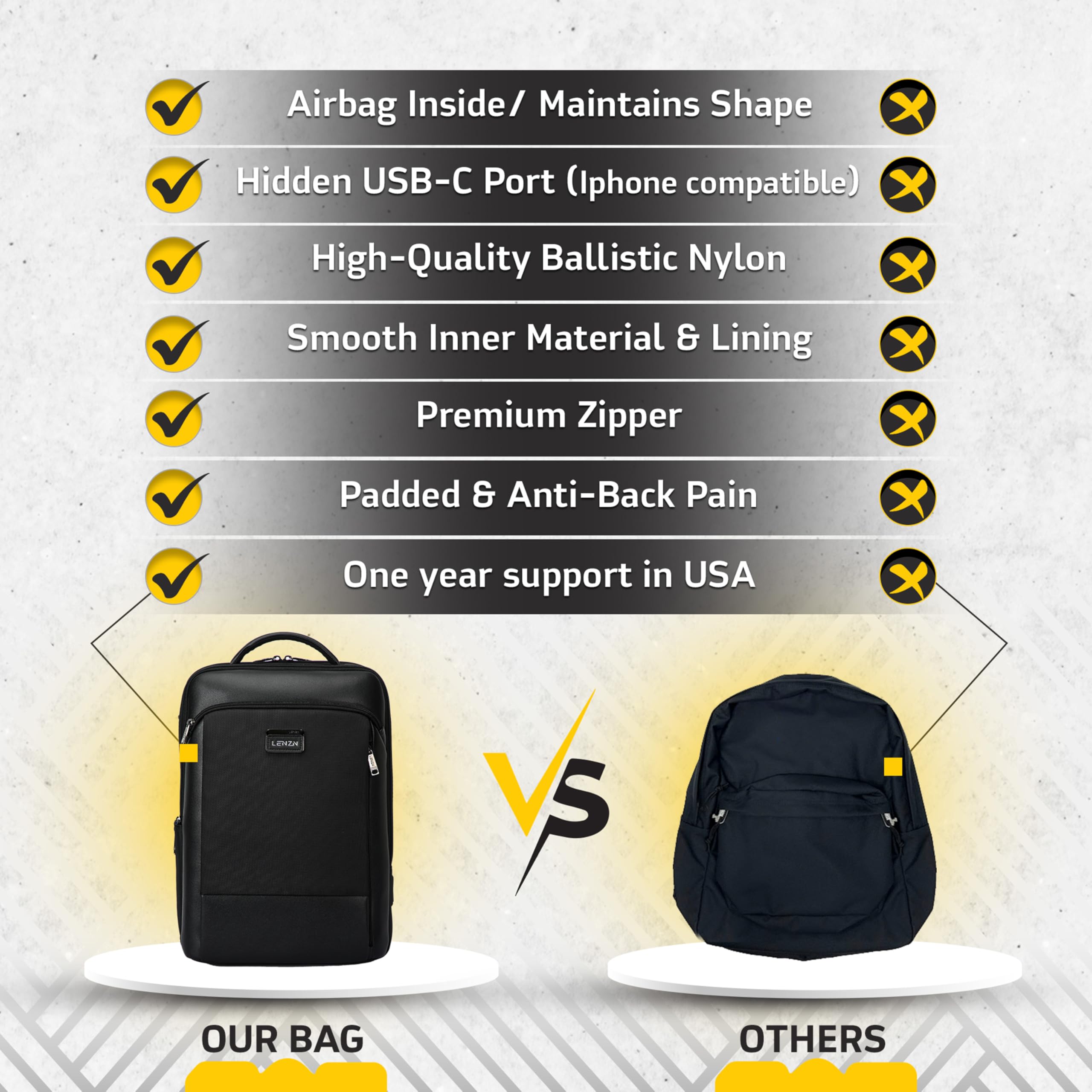 Laptop Business Backpack for Men & Women - Durable Nylon Work Backpack with USB Charging Port, Anti-Theft Pocket, Multiple Compartments, Fits 15.6 Inch Laptop - Ideal for Office, Travel, and Daily Commute