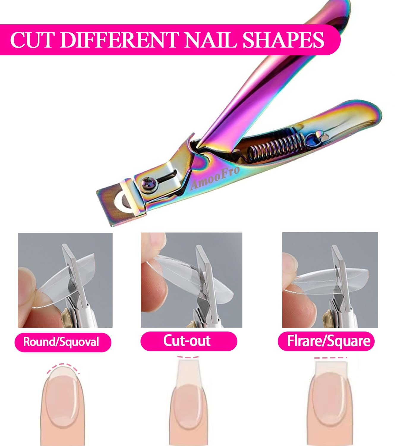 Professional Acrylic False Nail Clippers - Precision Nail Tip Cutter for Fake Nails & Press On Nails - Perfect for Salon, Home Manicure & DIY Nail Art