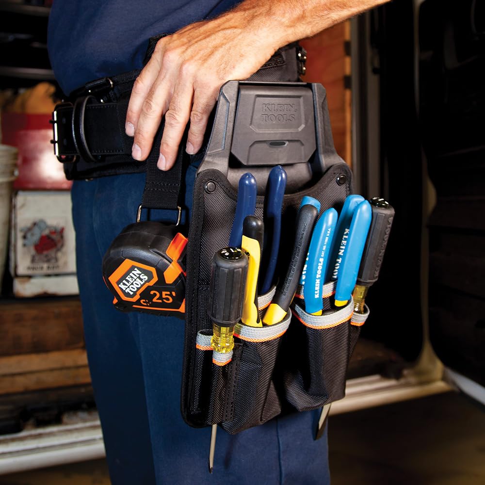 Klein Tools 55912 Tradesman Pro Modular Piping Tool Pouch with Belt Clip - Compatible with Klein Click Lock Wall Rack & Tool Belts | Ideal for Plumbers, Electricians & HVAC Technicians