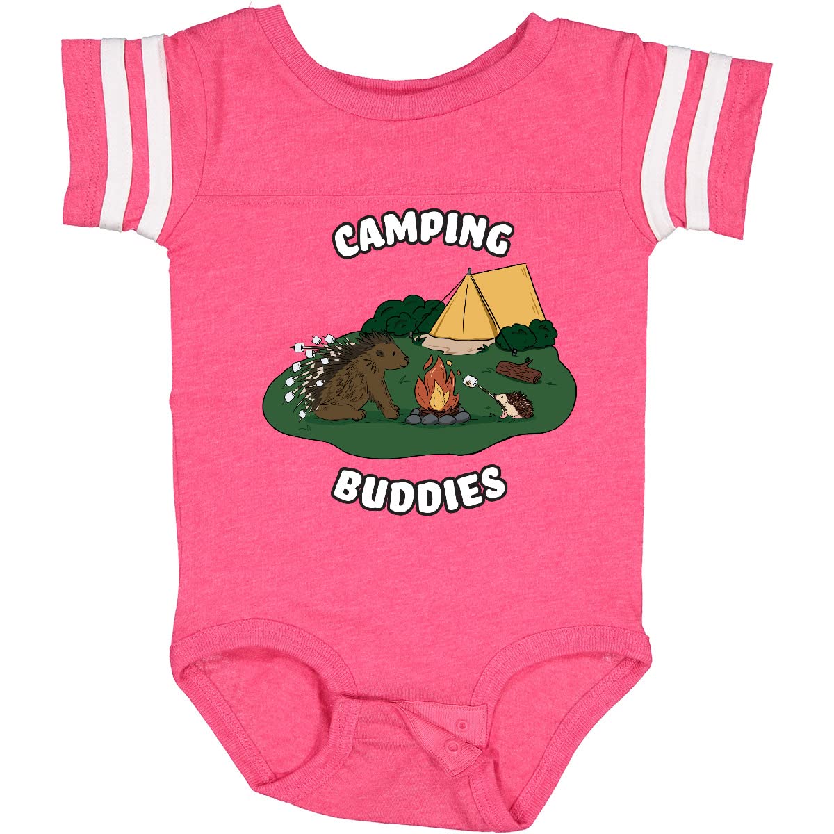 Inktastic Camping Buddies - Hedgehog and Porcupine Baby Bodysuit | Cute Animal Print Onesie for Infants & Toddlers | Perfect for Outdoor Adventures, Family Camping Trips & Photo Shoots
