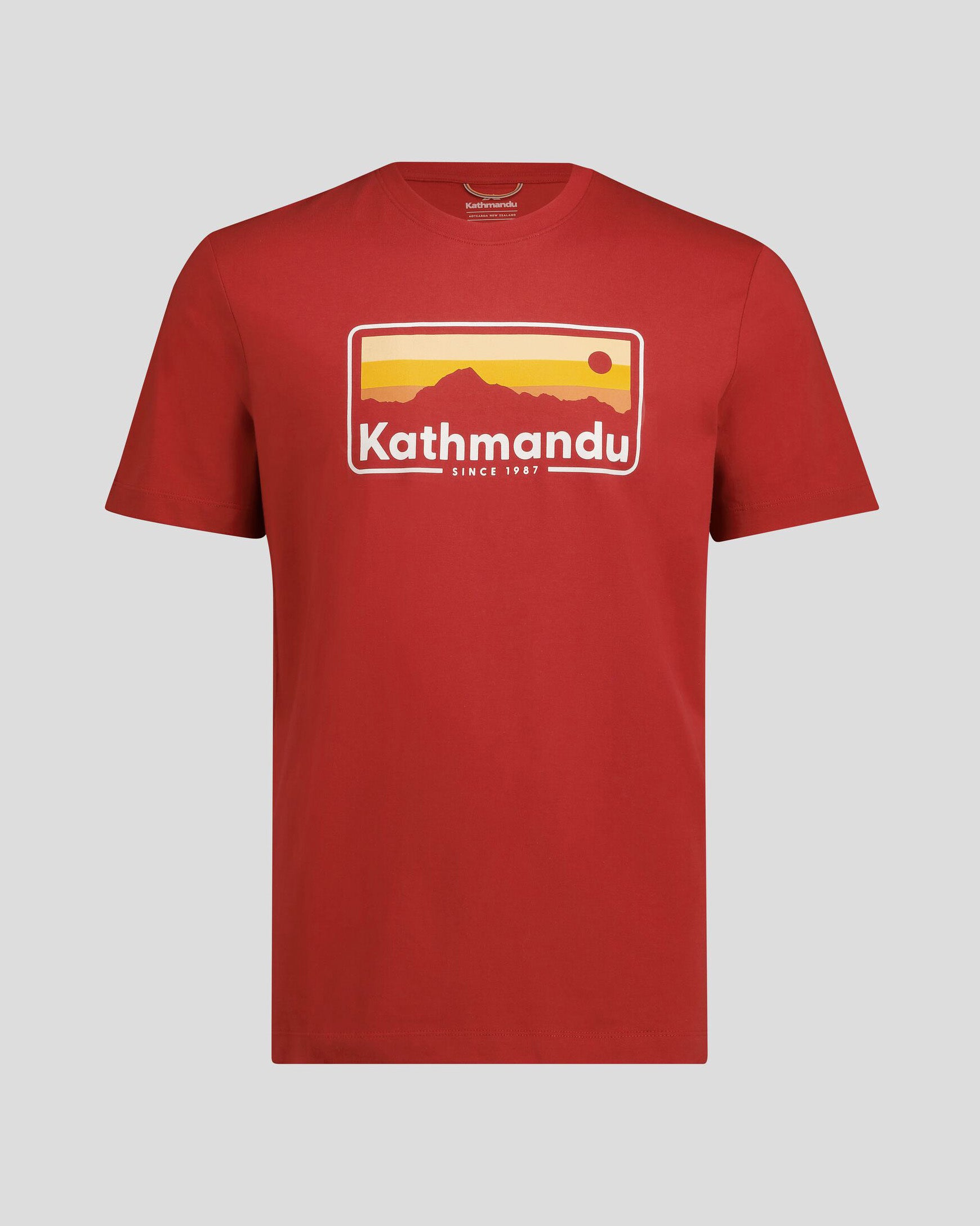 Men's Kathmandu Logo 70's Vintage Organic Cotton T-Shirt - Spicy Chilli Pepper Design - Casual Wear & Street Style Fashion