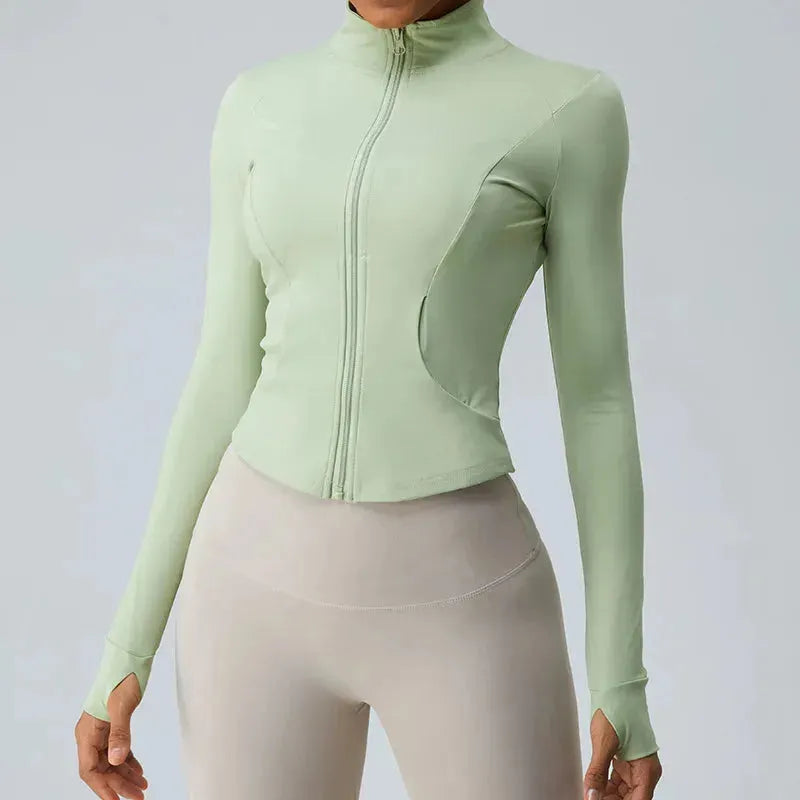 Women's Quick-Dry Running Yoga Jacket - Lightweight Stretchy Long Sleeve Sports Hoodie for Outdoor Gym & Fitness | Perfect for Jogging, Yoga, and Active Lifestyle