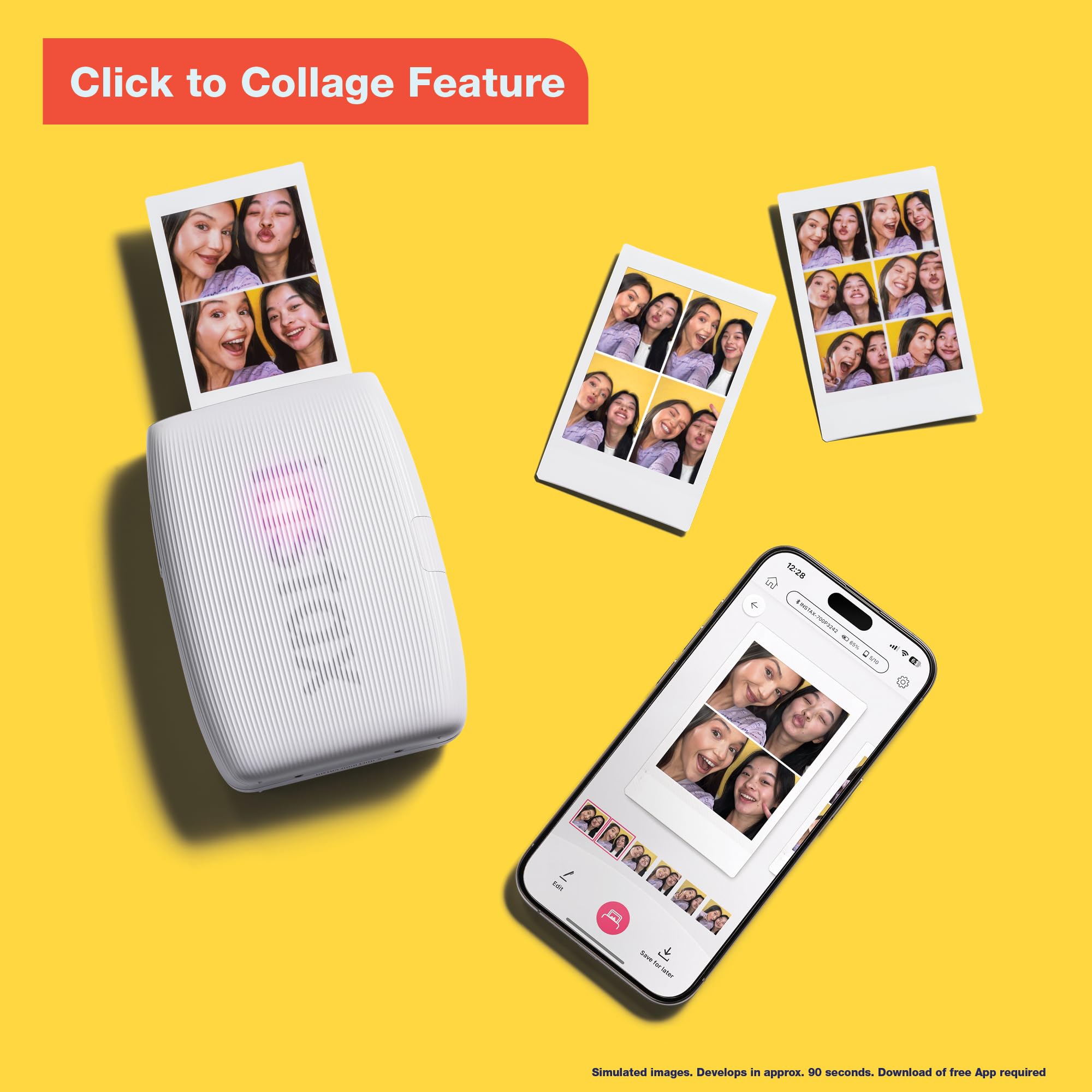 Fujifilm Instax Mini Link 3 Smartphone Photo Printer - Instant Wireless Printing for iPhone & Android - Clay White - Perfect for Parties, Travel & DIY Scrapbooking