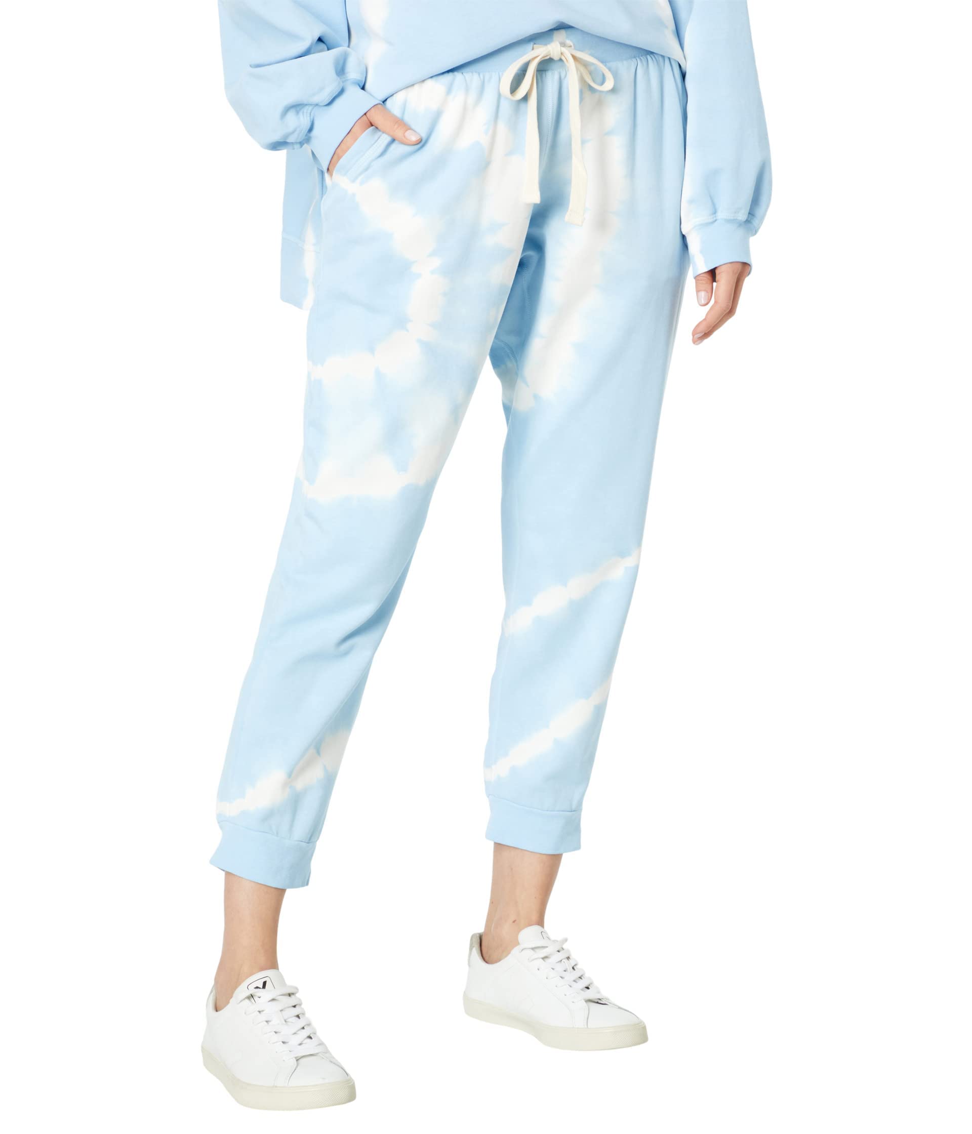Electric & Rose Abbot Kinney Sweatpants for Women - Soft Fleece Lounge Pants in Pacific/Cloud Color (Size LG) - Perfect for Yoga, Running Errands & Cozy Home Relaxation