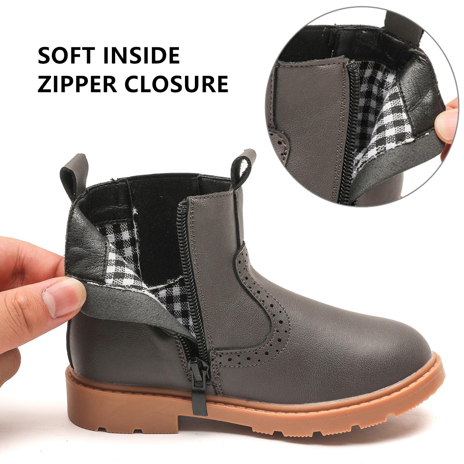 Waterproof Chelsea Ankle Boots for Boys & Girls - Side Zipper Design for Easy On/Off - Comfortable Outdoor Shoes for Toddler, Little & Big Kids - Perfect for Rainy Days, School & Playground Adventures