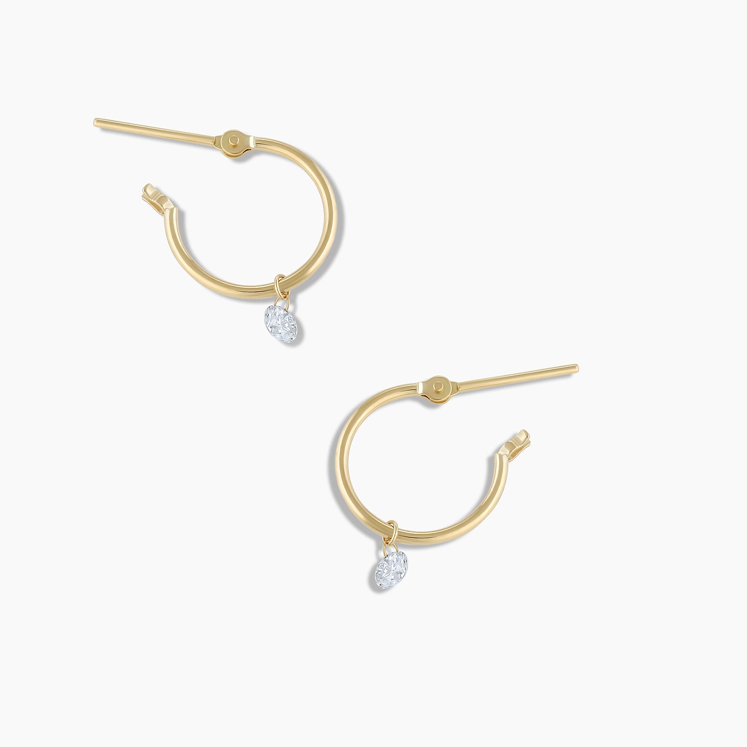 Floating Diamond Huggie Earrings - Dainty Gold Hoop Earrings for Women, Perfect for Everyday Wear & Special Occasions