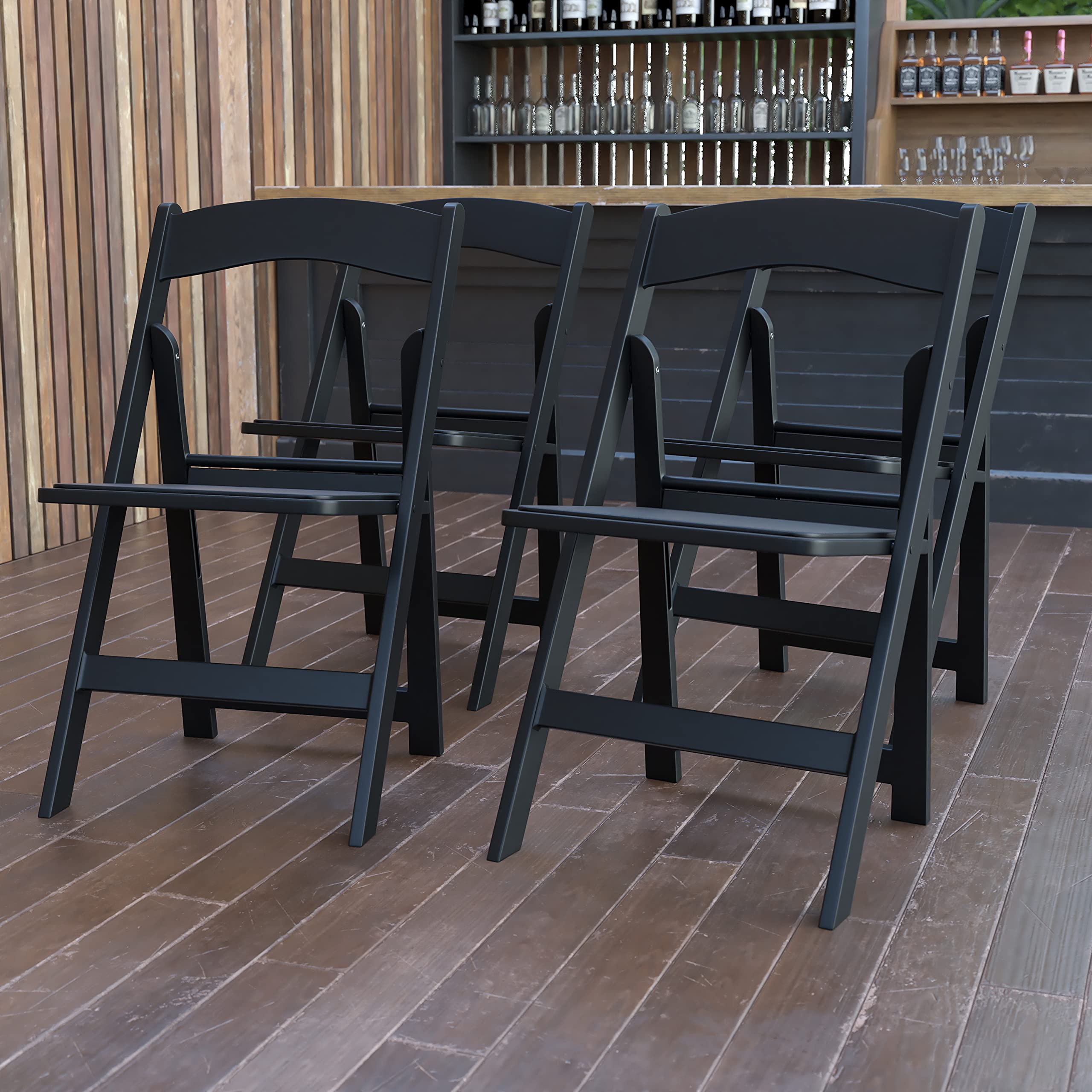 EMMA + OLIVER 4-Pack Black Resin Folding Chairs - 800LB Weight Capacity, Lightweight & Comfortable Event Chairs for Indoor/Outdoor Use - Perfect for Parties, Weddings, Picnics, and Camping