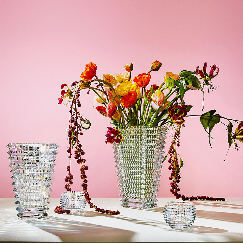 Baccarat Crystal Eye Rectangular Vase - Elegant Home Decor for Living Room, Dining Table & Luxury Gift Idea