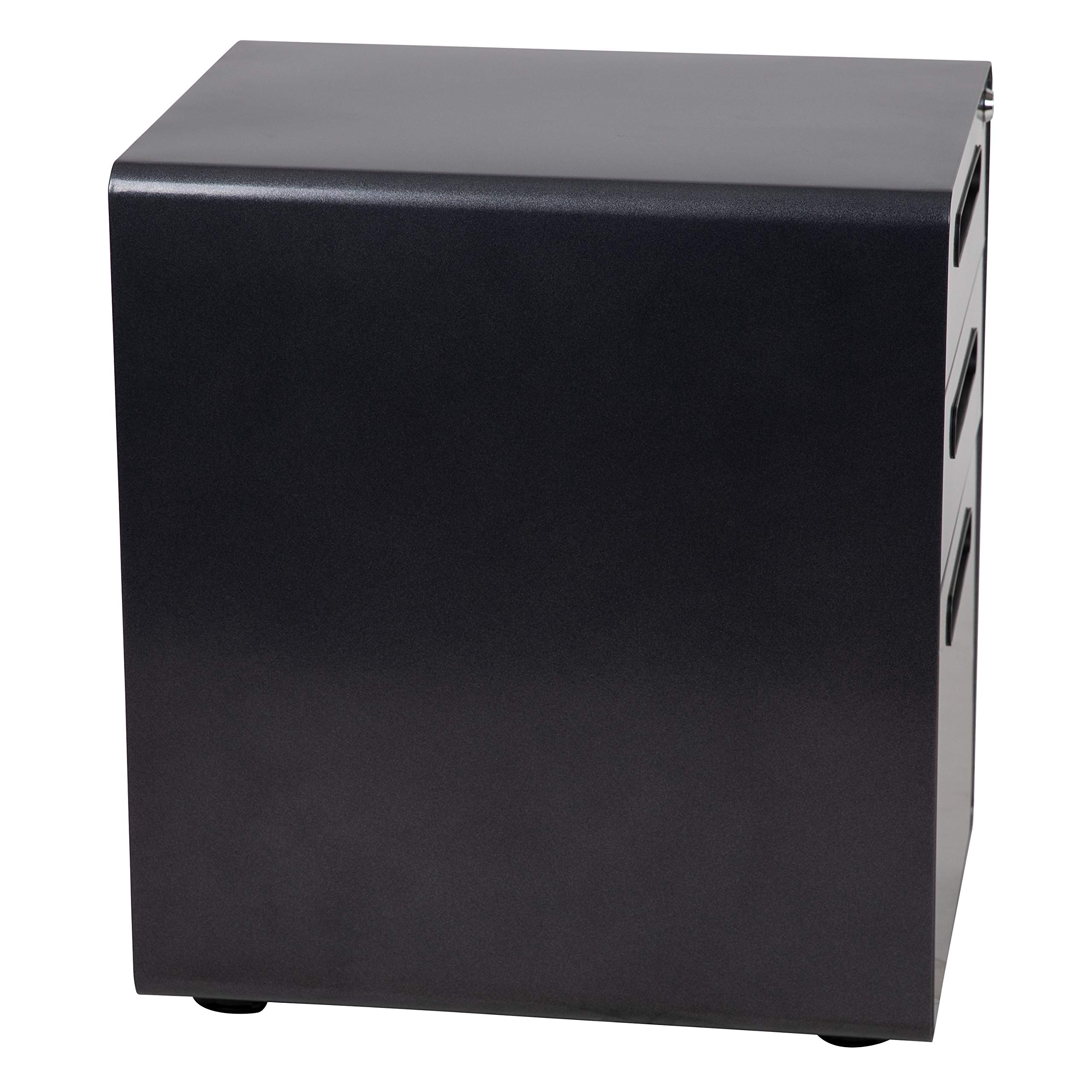 EMMA + OLIVER 3-Drawer Mobile Locking File Cabinet - Black Ergonomic Storage Organizer for Office, Home & School - Secure Document Filing System with Wheels for Easy Mobility