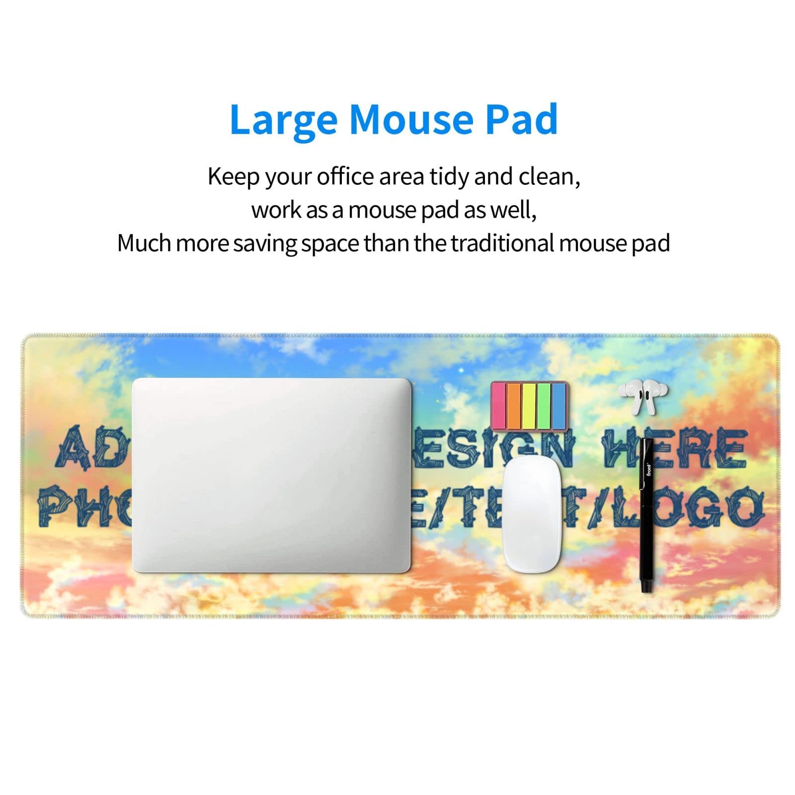 Custom Mouse Pad with Photo/Text/Logo - Personalized Large Gaming Mouse Pad & Desk Mat for Office, Home & Gaming Setup