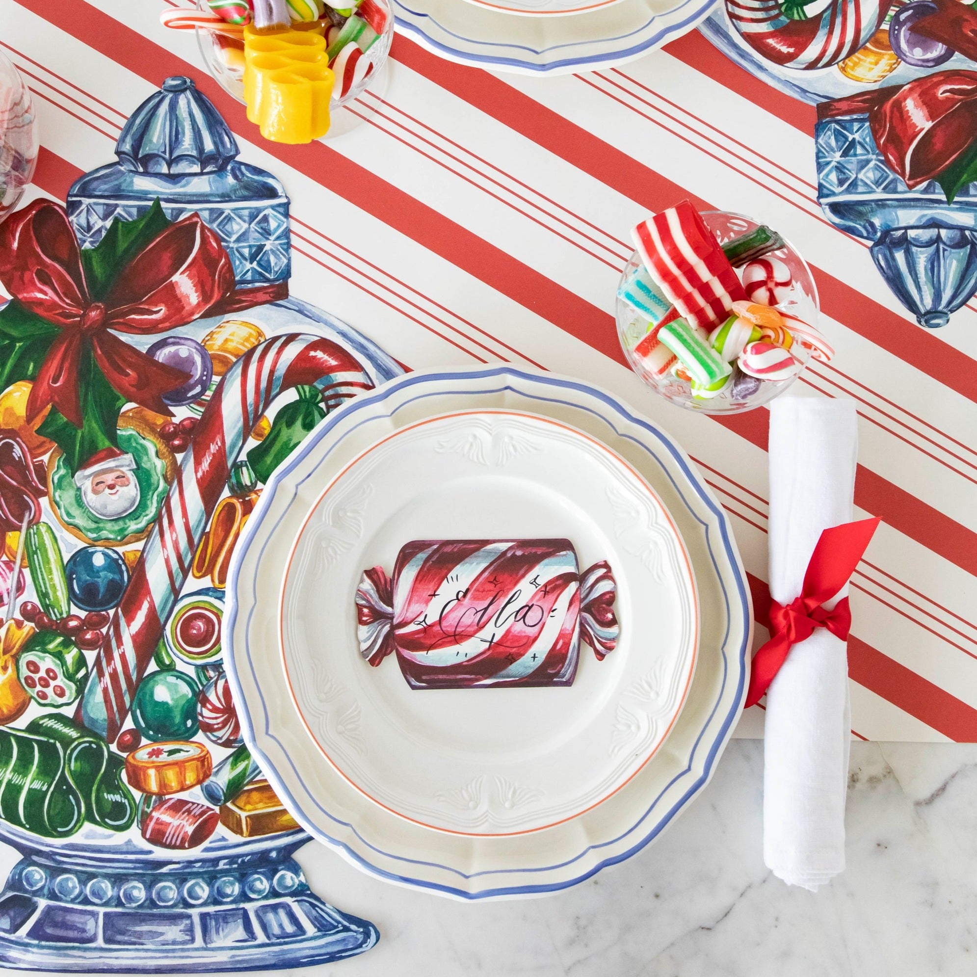 Personalized Christmas Candy Place Cards - Holiday Party Decorations for Table Settings & Festive Celebrations