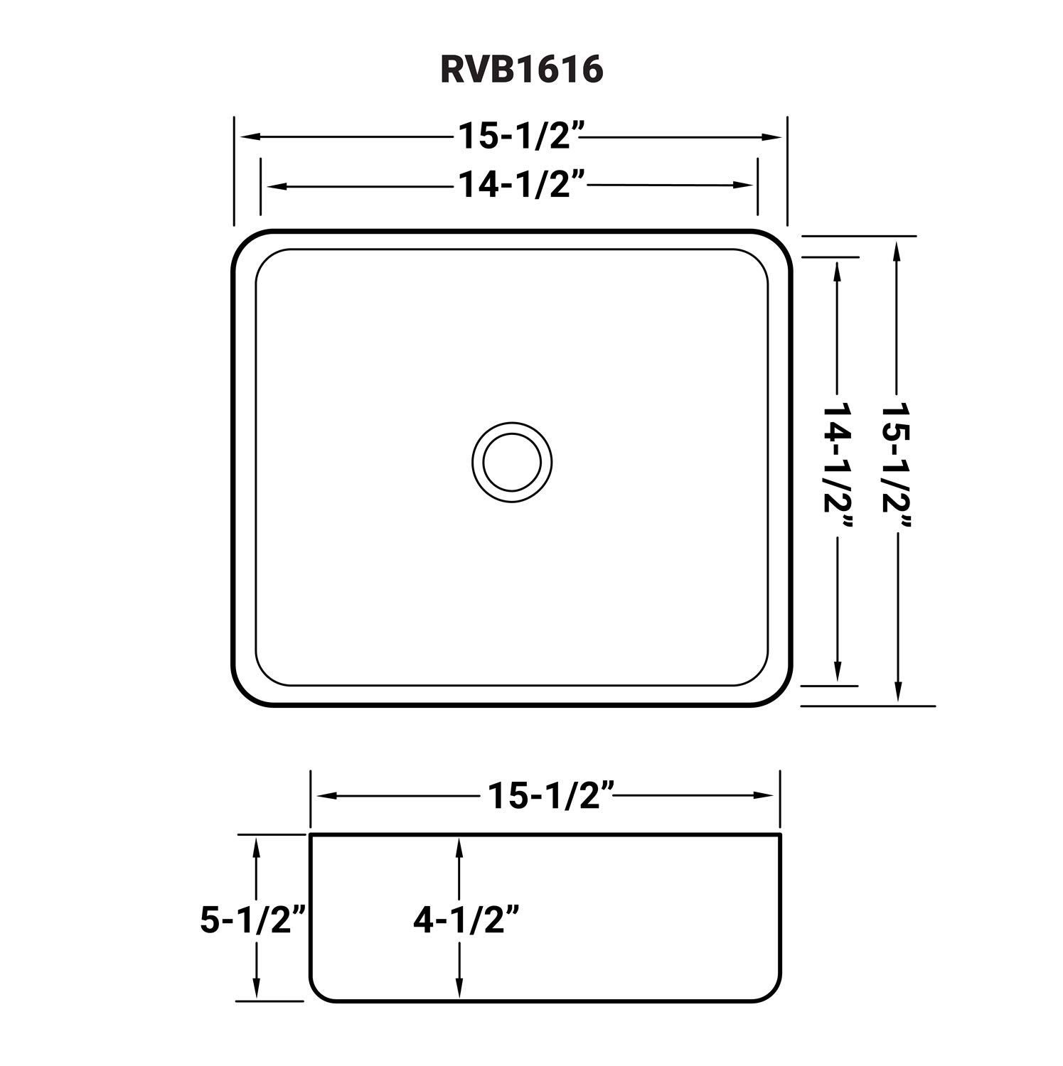 Ruvati 15 x 15 Inch White Rectangular Porcelain Vessel Sink for Bathroom Vanity - Above Counter Ceramic Basin - Perfect for Small Bathrooms, Powder Rooms & RV Bathrooms (Model RVB1616)