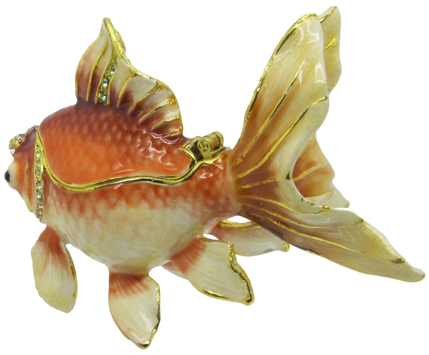 Exquisite Goldfish Jeweled Trinket Box with Genuine Austrian Crystals - Perfect for Jewelry Storage, Gift Giving & Home Decor