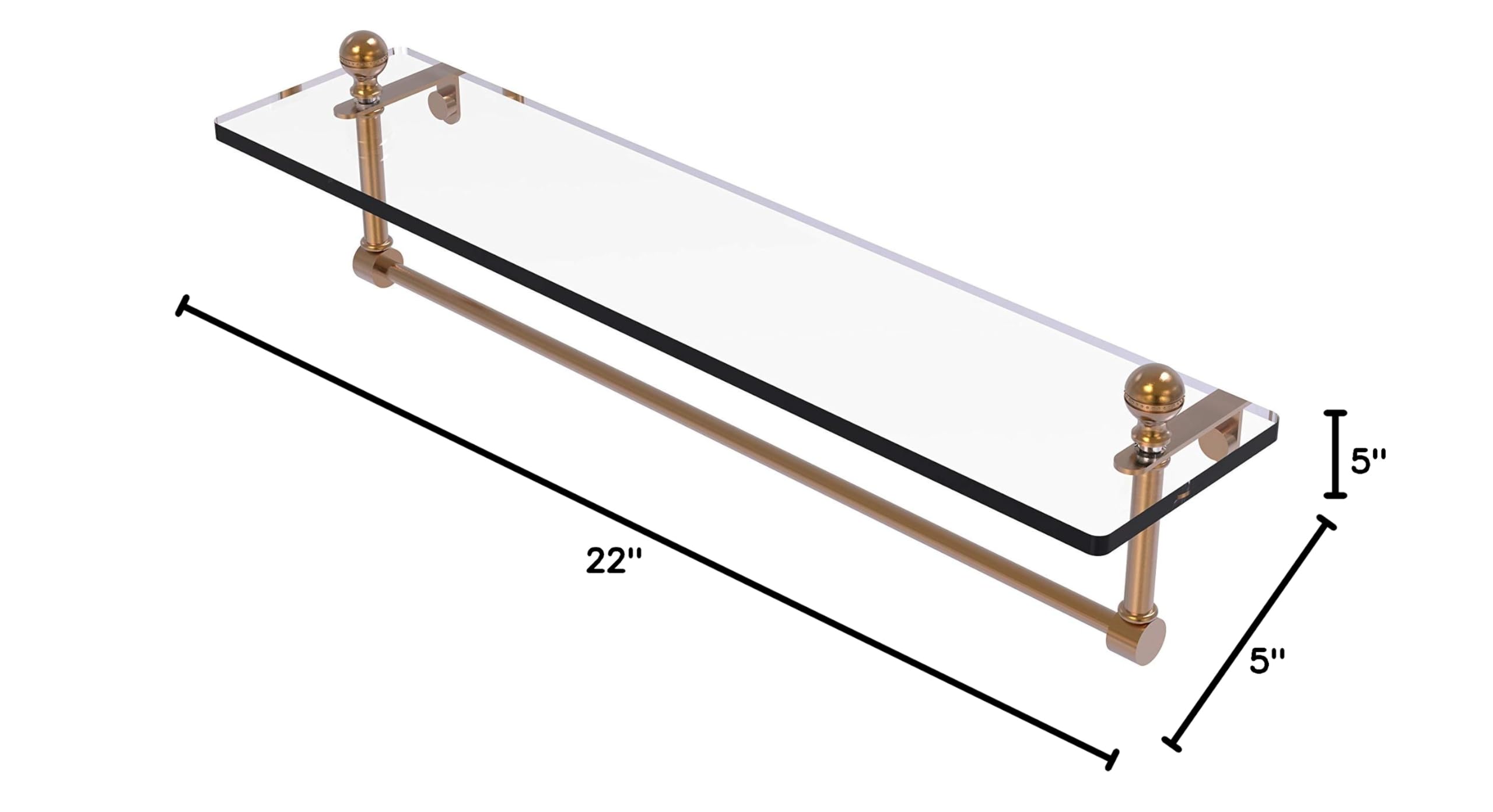 Allied Brass MA-1/22TB-BBR Mambo 22 Inch Bathroom Vanity Set with Integrated Towel Bar & Glass Shelf in Brushed Bronze - Perfect for Modern Bathrooms, Powder Rooms & Spa Retreats