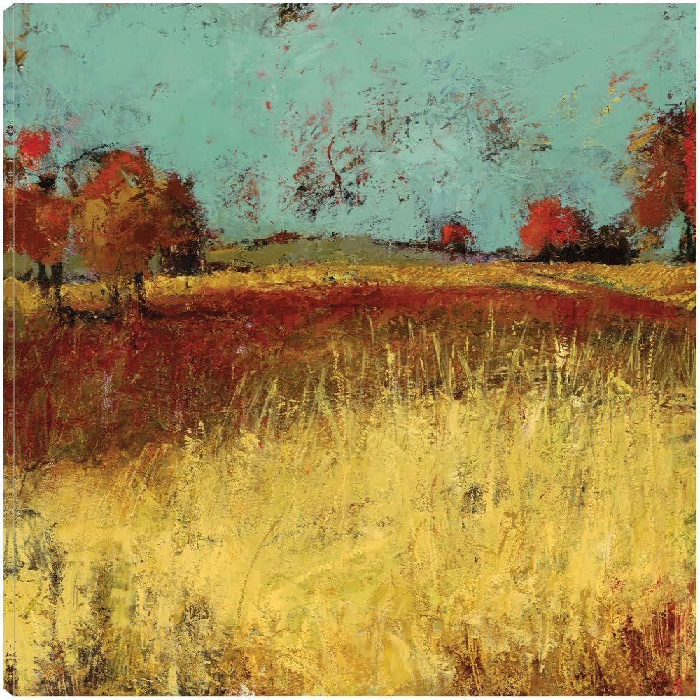 Countryside No. 2 Fine Art Canvas Wall Decor by Artist Linda Nickell - 37x37 Inch Ready-to-Hang Painting for Living Room, Bedroom, Office & More - Perfect for Farmhouse, Rustic & Modern Home Decor