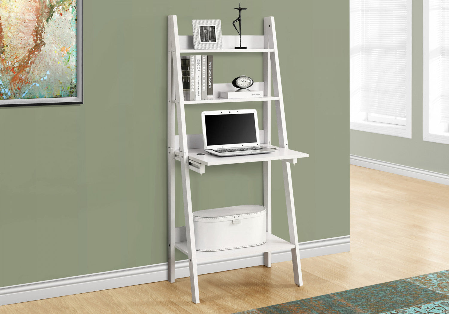 Arlen Desk - Modern White Writing Desk for Home Office, Study & Workspace - Sleek Design with Durable Finish for Small Spaces & Apartments