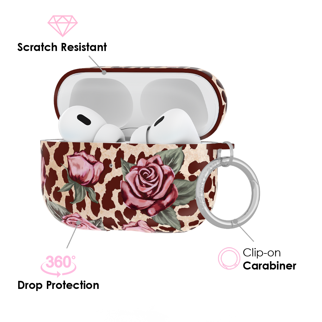 Rosy Leopard AirPod Case - Stylish Protective Cover for AirPods 1/2/3/Pro - Trendy Animal Print Design - Perfect for Daily Use, Travel & Gym Accessories