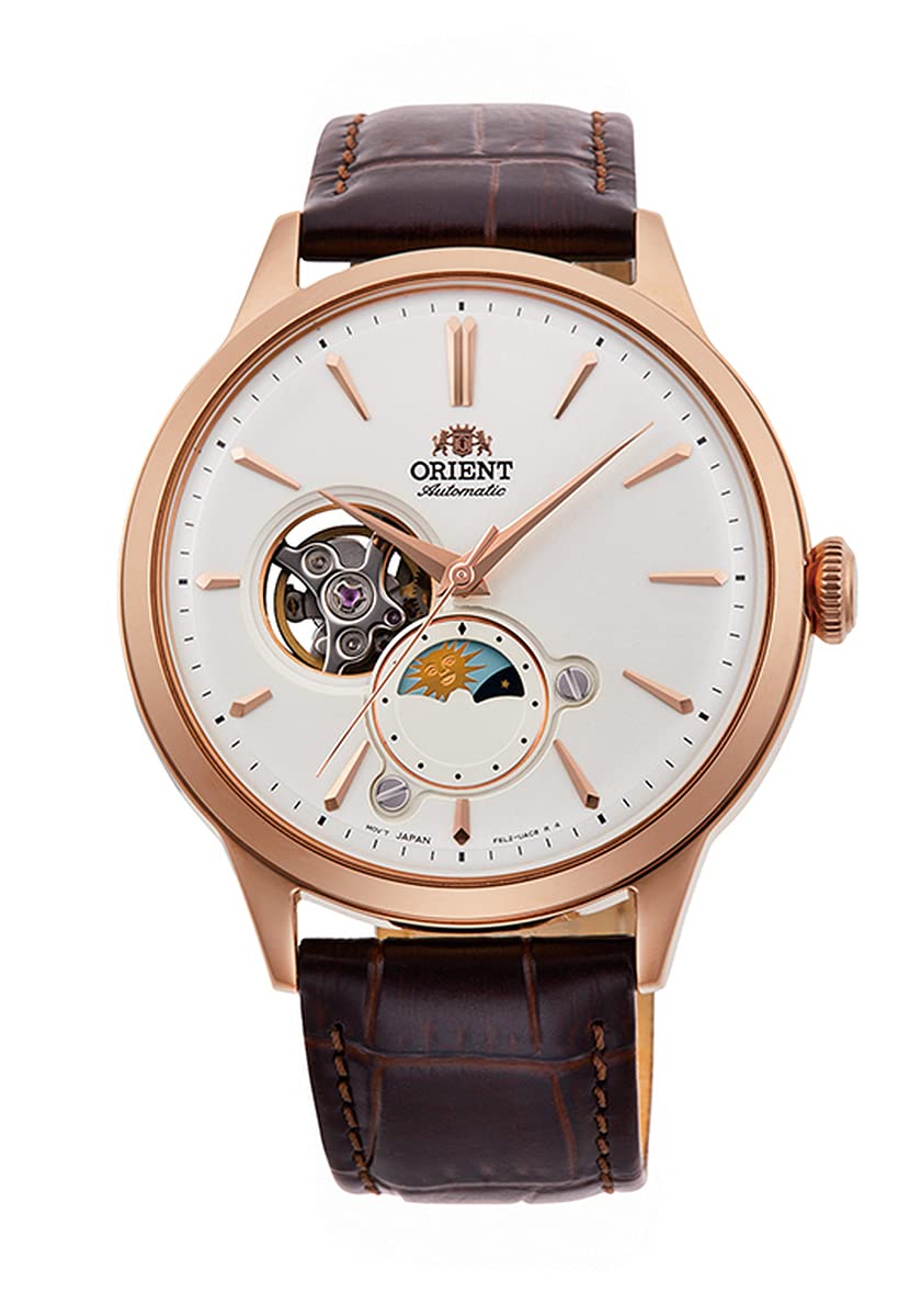 Orient Sun & Moon Automatic Watch for Men - Hand Winding Mechanical Wristwatch with Day/Night Indicator in Stainless Steel or Leather Strap | Perfect for Business, Formal Events & Luxury Gift Giving