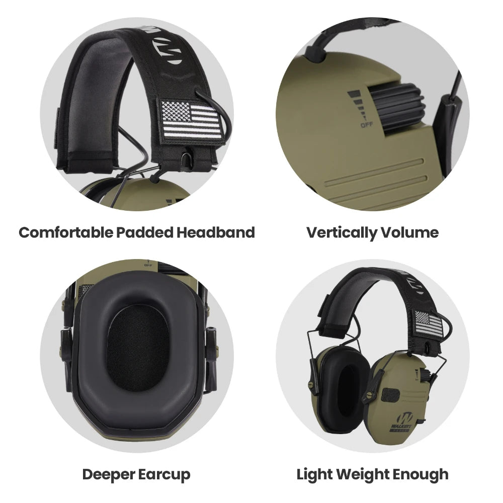 Walker's Razor Slim Electronic Earmuffs - Noise Cancelling Hearing Protection for Shooting, Hunting & Outdoor Activities - Lightweight & Comfortable for All-Day Use
