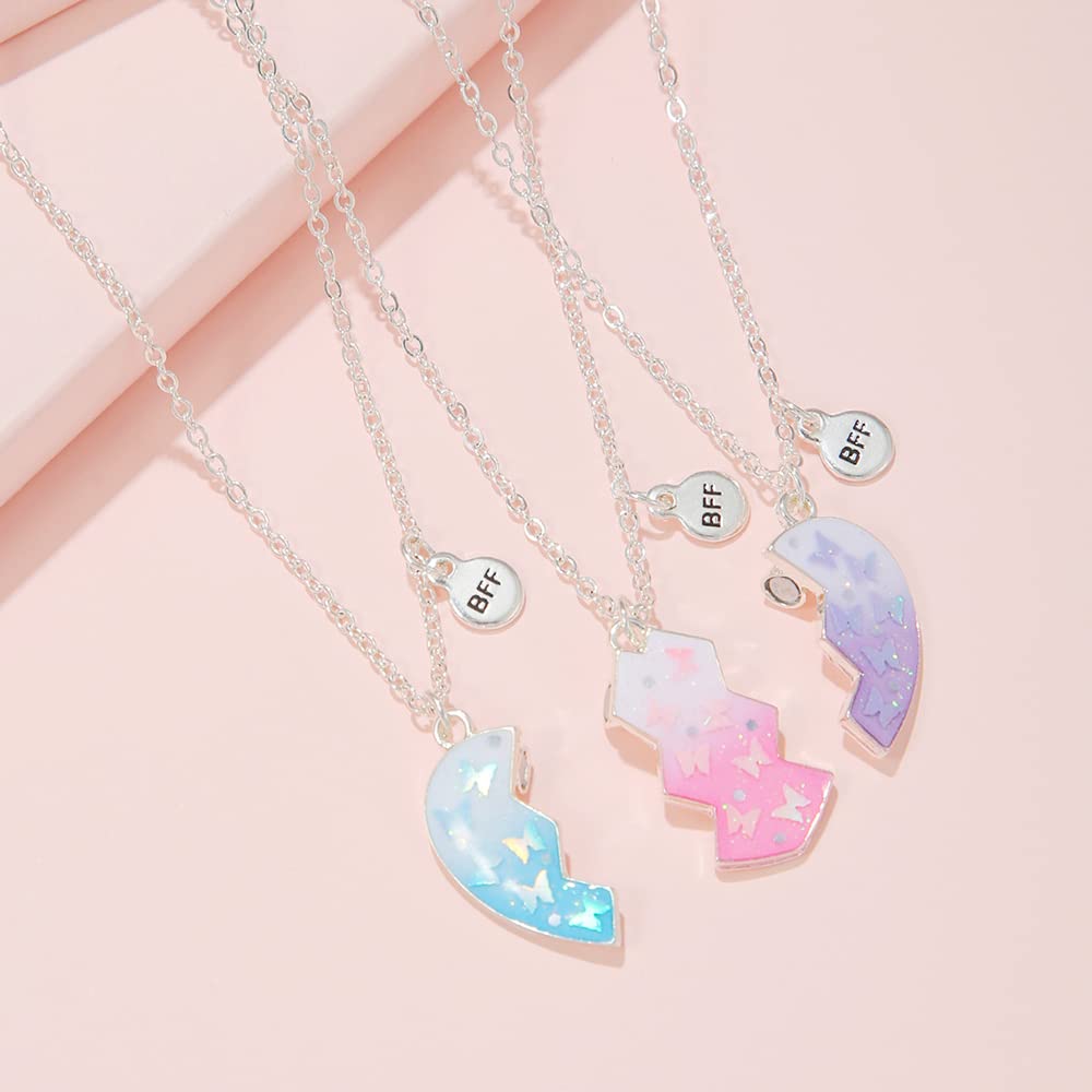 Best Friend Necklaces for 3 - Magnetic Heart Pendant BFF Friendship Jewelry Set for Women, Girls, Teens - Perfect for Birthdays, Anniversaries, and Special Occasions
