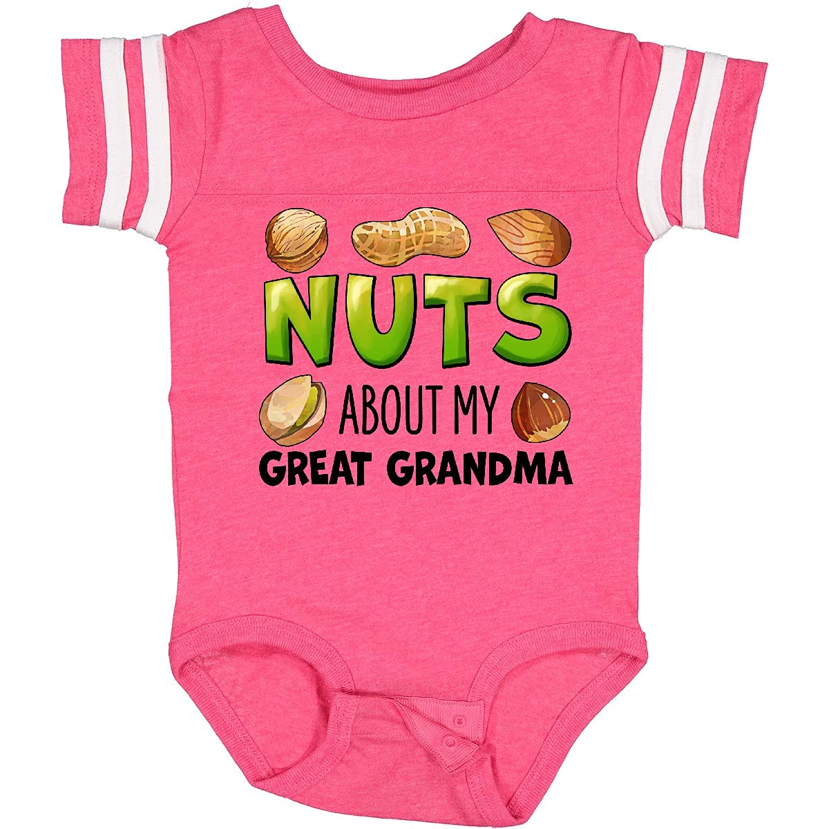 Inktastic 'Nuts About My Great Grandma' Peanut, Almond, Pistachio Baby Bodysuit - Cute Infant Onesie for Family Reunions, Grandparents Day & Photo Shoots