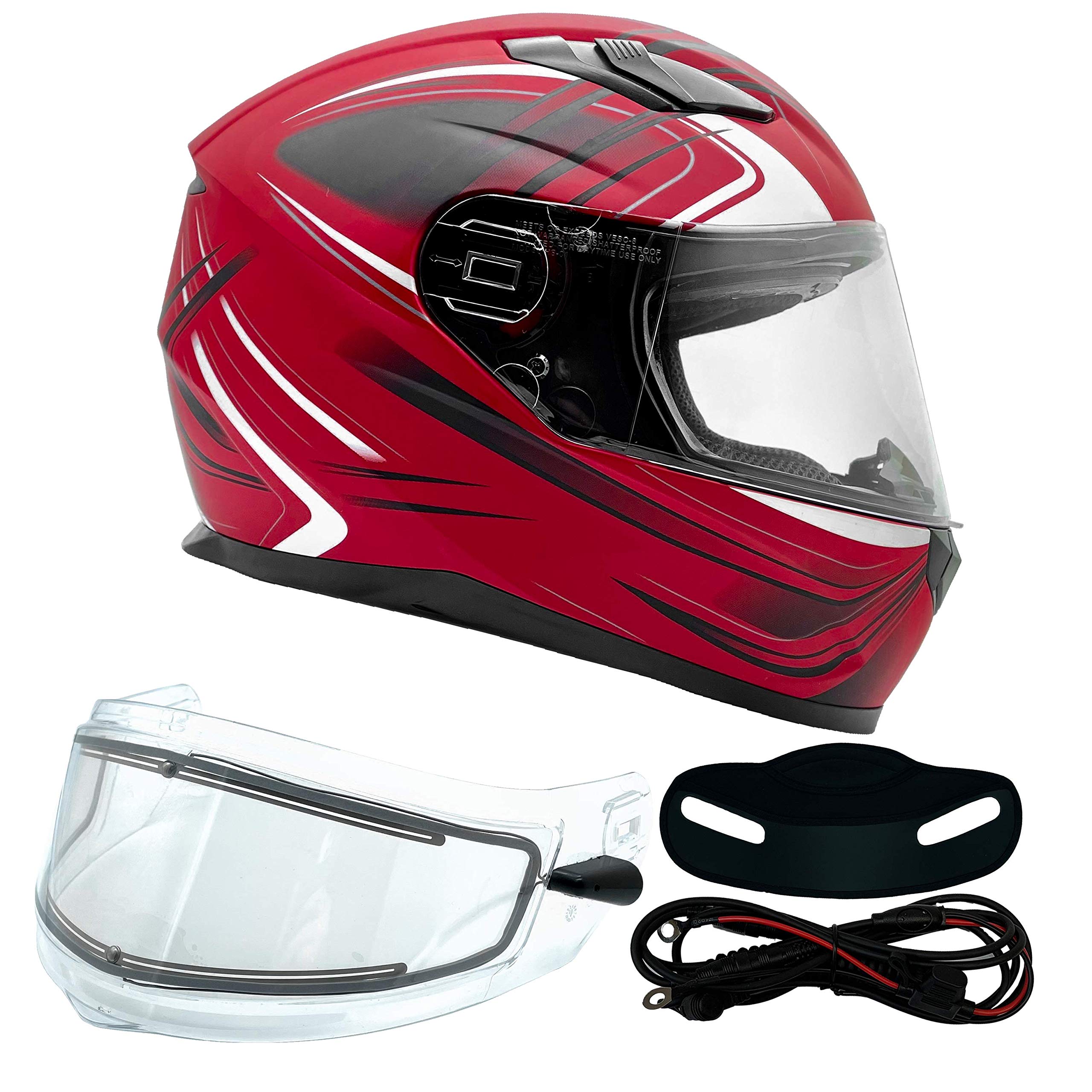 Typhoon Helmets - Adult Full Face Heated Snowmobile Helmet with Dual Lens Shield for Winter Riding & Extreme Cold Weather Protection | Perfect for Snowmobiling, ATV Riding & Motorcycle Adventures