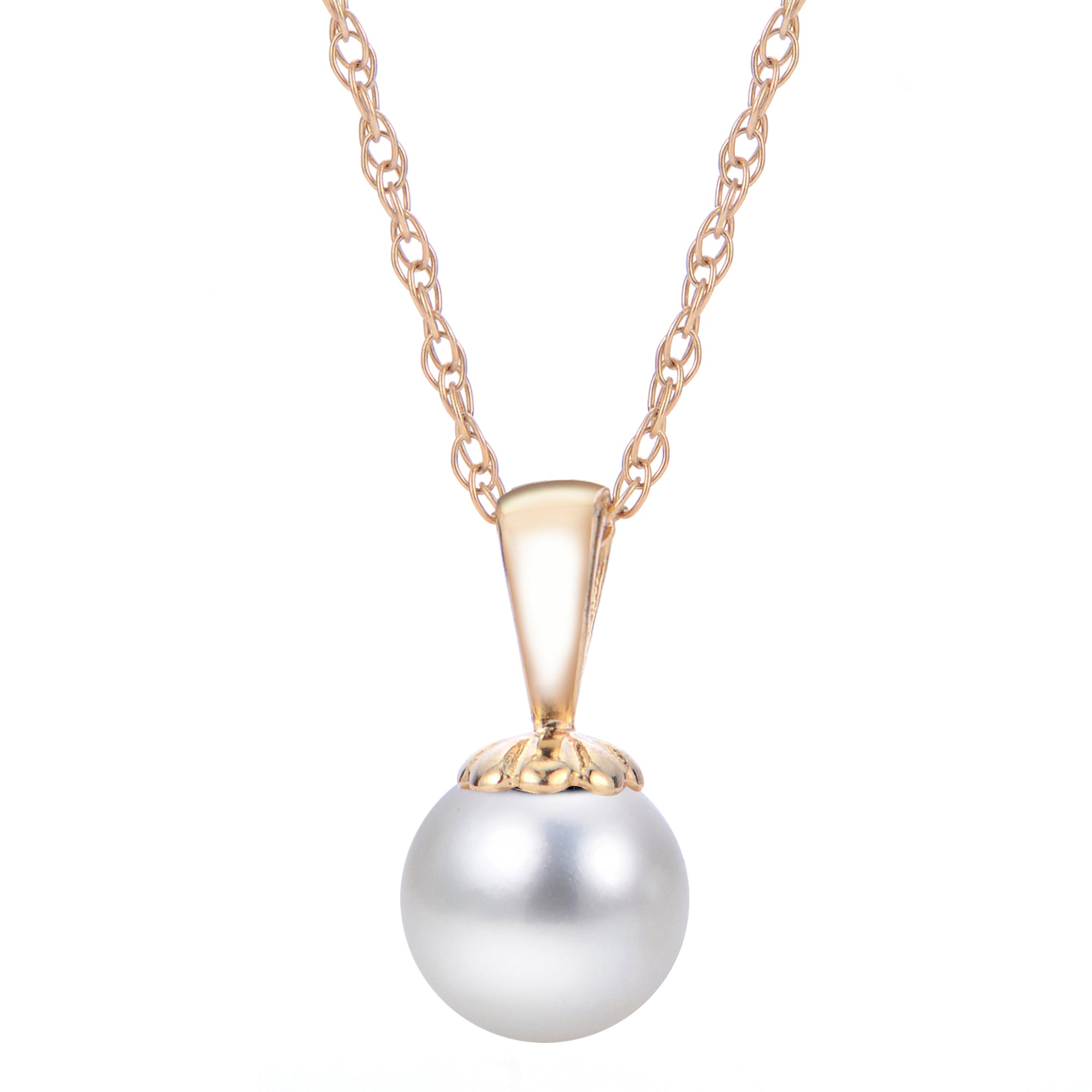8mm Akoya Pearl 14K Yellow Gold Pendant Necklace for Women - Elegant Jewelry Gift for Birthday, Anniversary & Special Occasions
