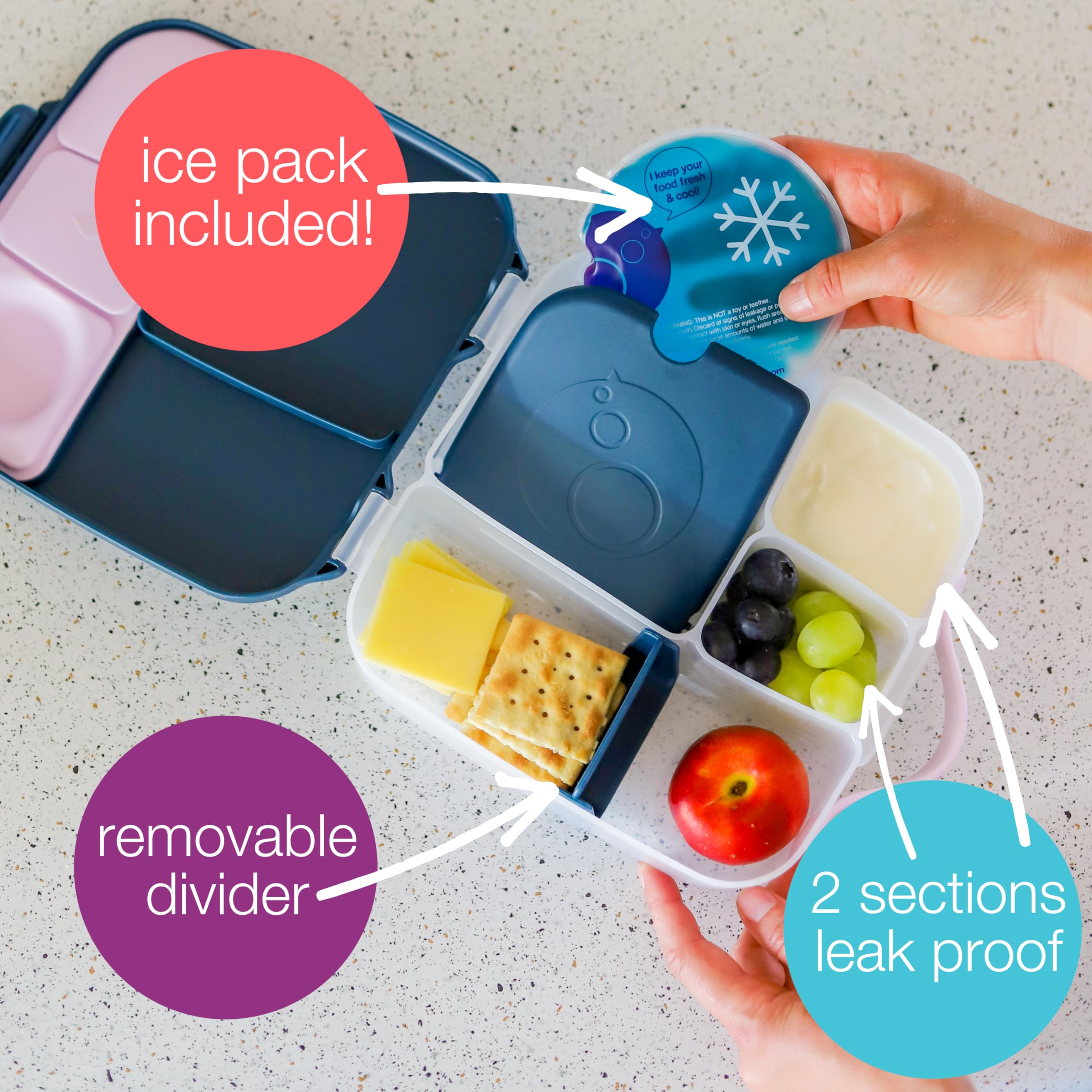 Bento Lunch Box for Kids - Large 8.5 Cup Capacity with 4 Compartments (2 Leak-Proof), Removable Divider & Gel Pack | Perfect for School, Picnics & Travel | Ideal for Big Eaters Age 3+ | Durable Kids Lunch Container