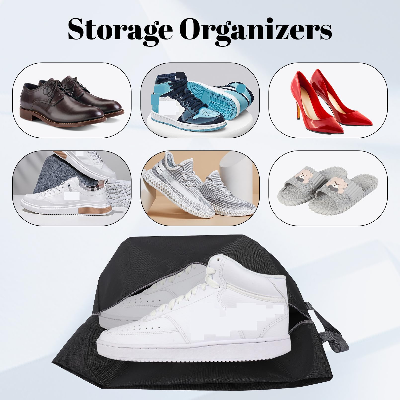 Waterproof Nylon Travel Shoe Bags with Zipper Closure - Portable Shoe Storage Organizer for Men & Women | Perfect for Gym, Business Trips & Vacation Packing