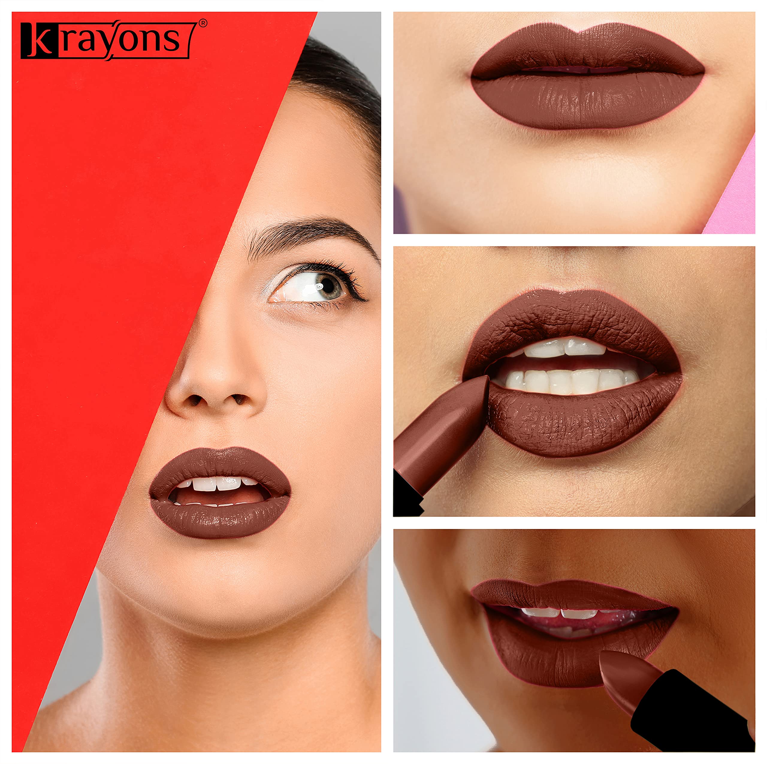 Krayons Cute Pop Matte Lipstick - Waterproof & Long-Lasting, Chocolate Mocha Shade, 3.5g Each (Pack of 2) - Perfect for Everyday Wear, Date Nights & Special Occasions