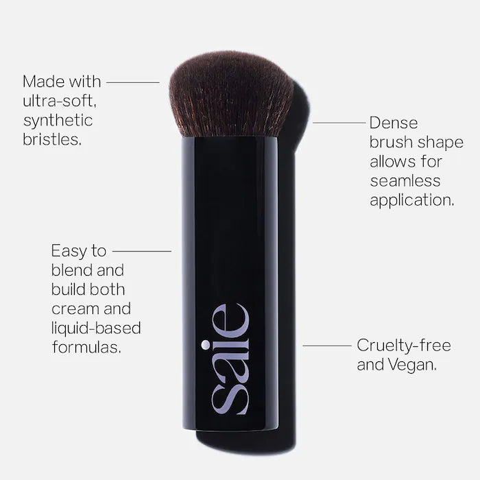 Saie The Big Buffing Bronzer Brush - Soft Vegan Makeup Brush for Flawless Blending & Contouring - Perfect for Liquid, Cream & Powder Bronzers (Ideal for Everyday Makeup & Professional Use)