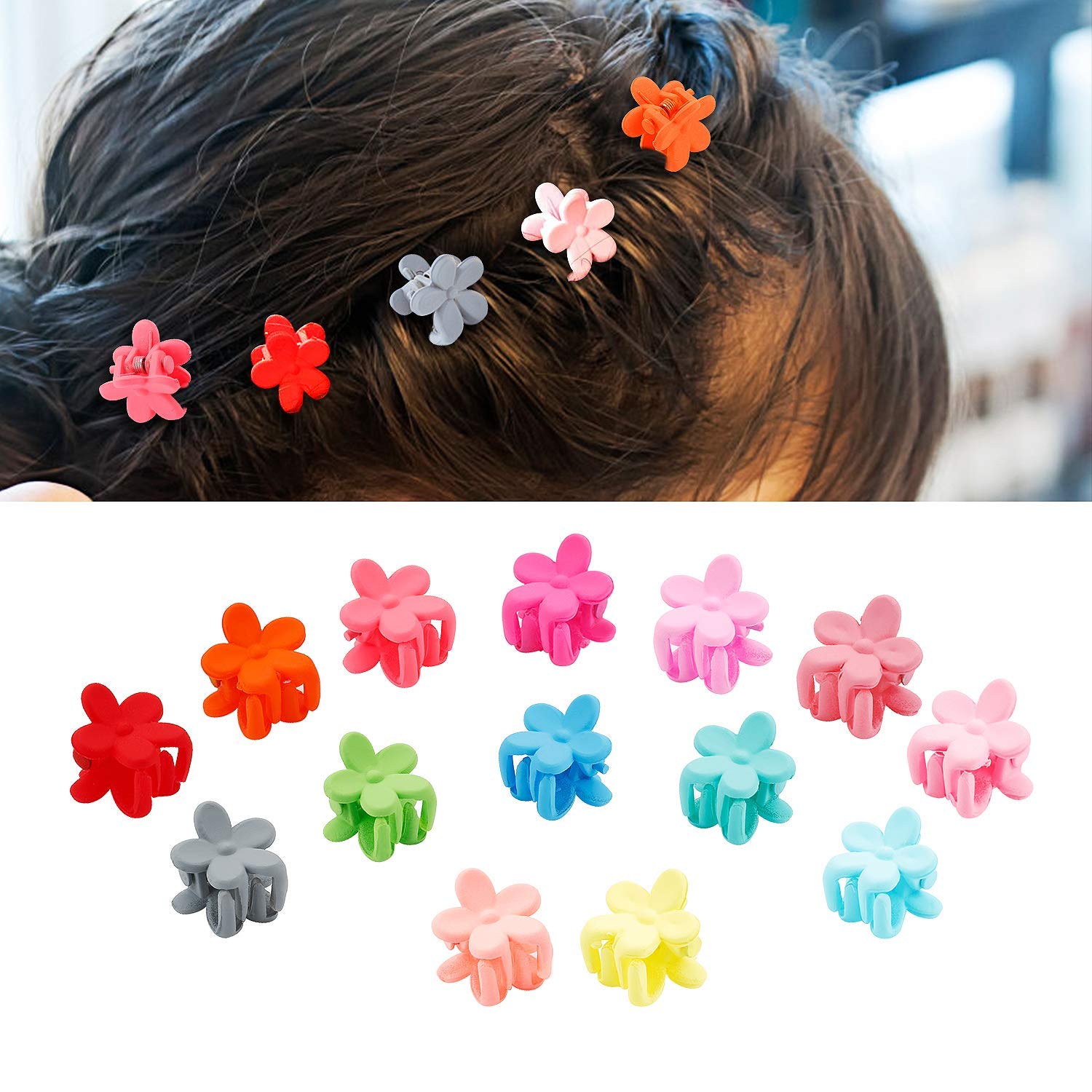 10 PCS Colorful Mini Hair Claw Clips for Baby & Toddler Girls - Floral Design Hair Clamps for Thin Hair, Hair Accessories for Kids - Perfect for School, Parties & Daily Styling