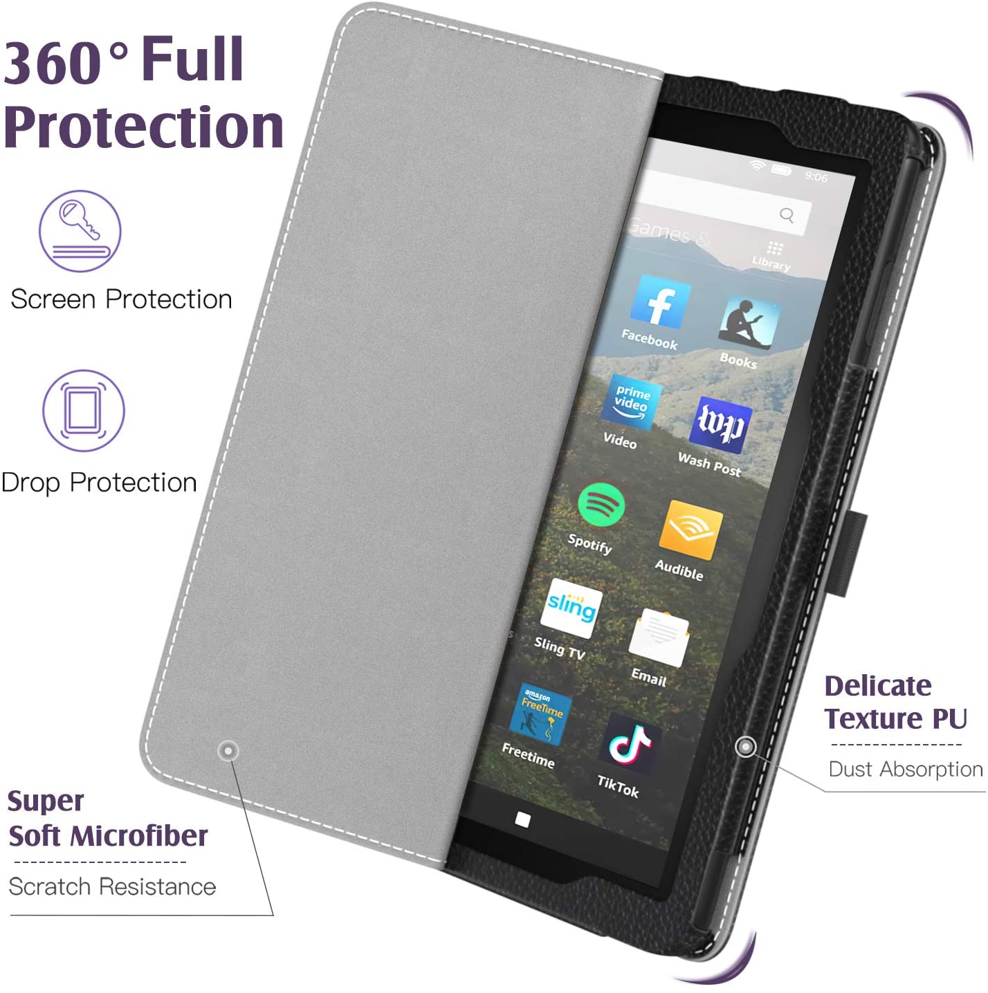 TiMOVO Kindle Fire HD8 (2018) Case - Slim Protective Smart Cover with Auto Wake/Sleep for Amazon Fire HD 8 Tablet (7th & 8th Generation) - Perfect for Reading, Traveling, and Everyday Use