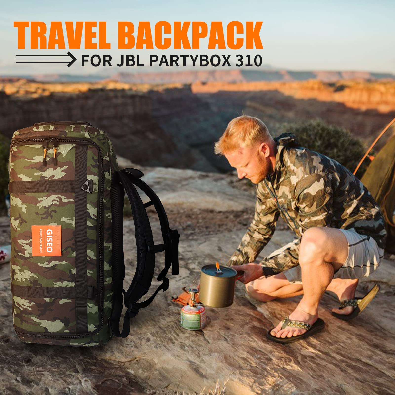 JBL Partybox 310 Speaker Backpack - Portable Travel Storage Case for JBL Partybox Bluetooth Speaker (Camouflage Design) | Perfect for Outdoor Parties, Camping & Music Events