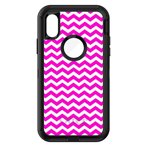 Hot Pink White Chevron Stripes Wave On Black Case