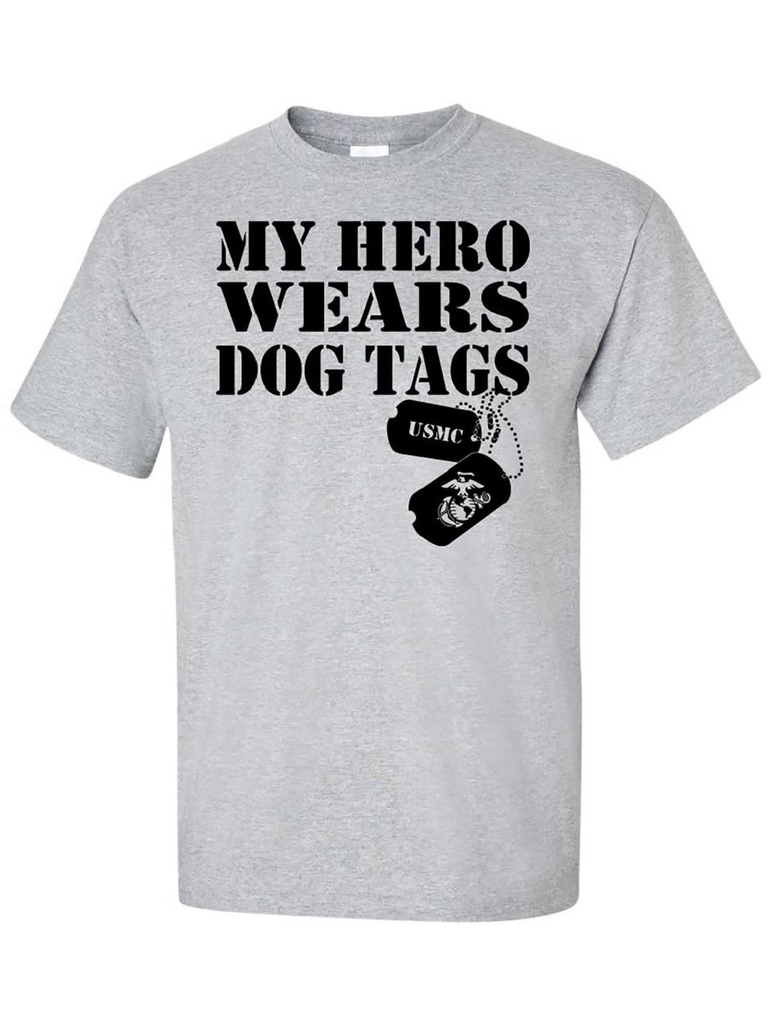 My Hero Wears Dog Tags - USMC Marine Corps Short Sleeve T-Shirt for Men | Military Apparel & Patriotic Gift | Perfect for Veterans Day, Memorial Day & Military Support