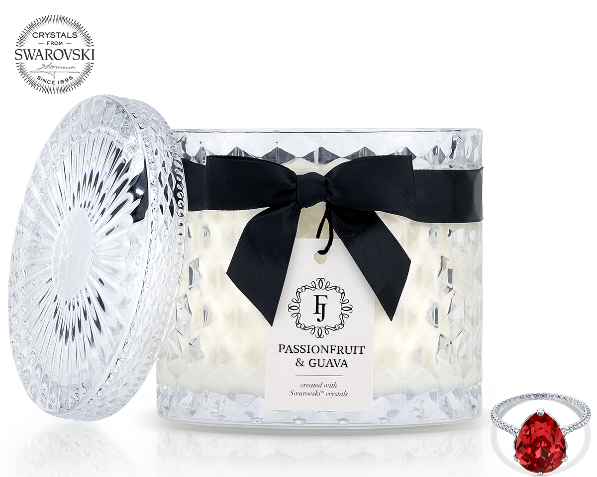 Passion Fruit & Guava Scented Black Satin Jewelry Candle - Perfect for Romantic Dinners, Spa Nights & Gift Giving