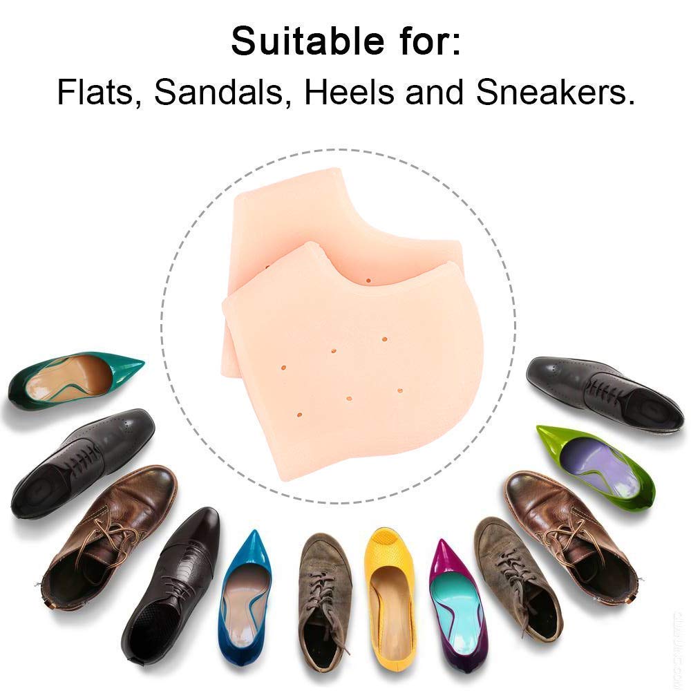 Qualitech Silicone Gel Heel Socks for Swelling & Pain Relief - Foot Care & Ankle Support Socks for Men & Women (Beige, One Size Fits Most) - Ideal for Diabetic Foot Care, Post-Surgery Recovery & Daily Comfort