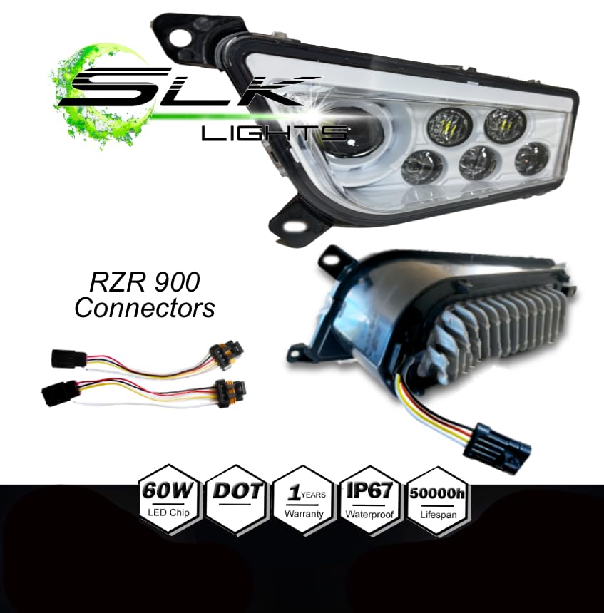 Premium RZR LED Headlights for Polaris General & RZR 900s/1000 XP Turbo (2015-2019) - Bright White Non-Halo Off-Road Lighting for Night Trail Riding & Dune Bashing