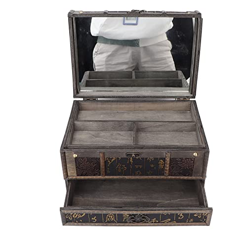 Vintage Jewelry Storage Box - Elegant Makeup Organizer with Mirror, Multi-Function Jewelry Case for Women | Perfect for Dressing Table, Photography Props & Gift Giving