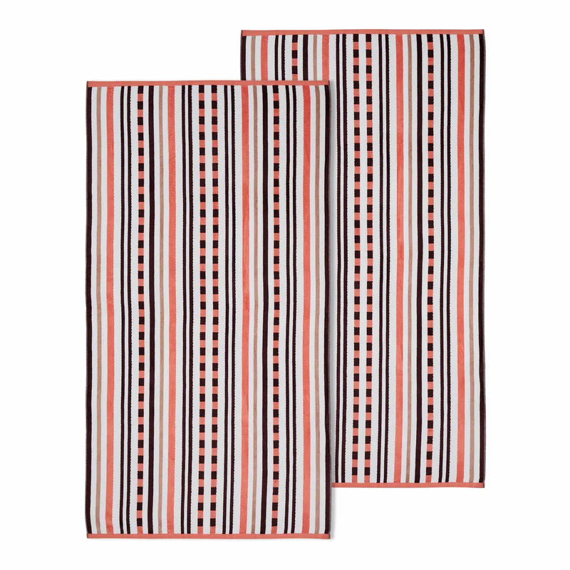 Breathable Striped Cotton Oversized 2-Piece Beach Towel Set - Soft & Absorbent for Pool, Beach, Yoga & Gym